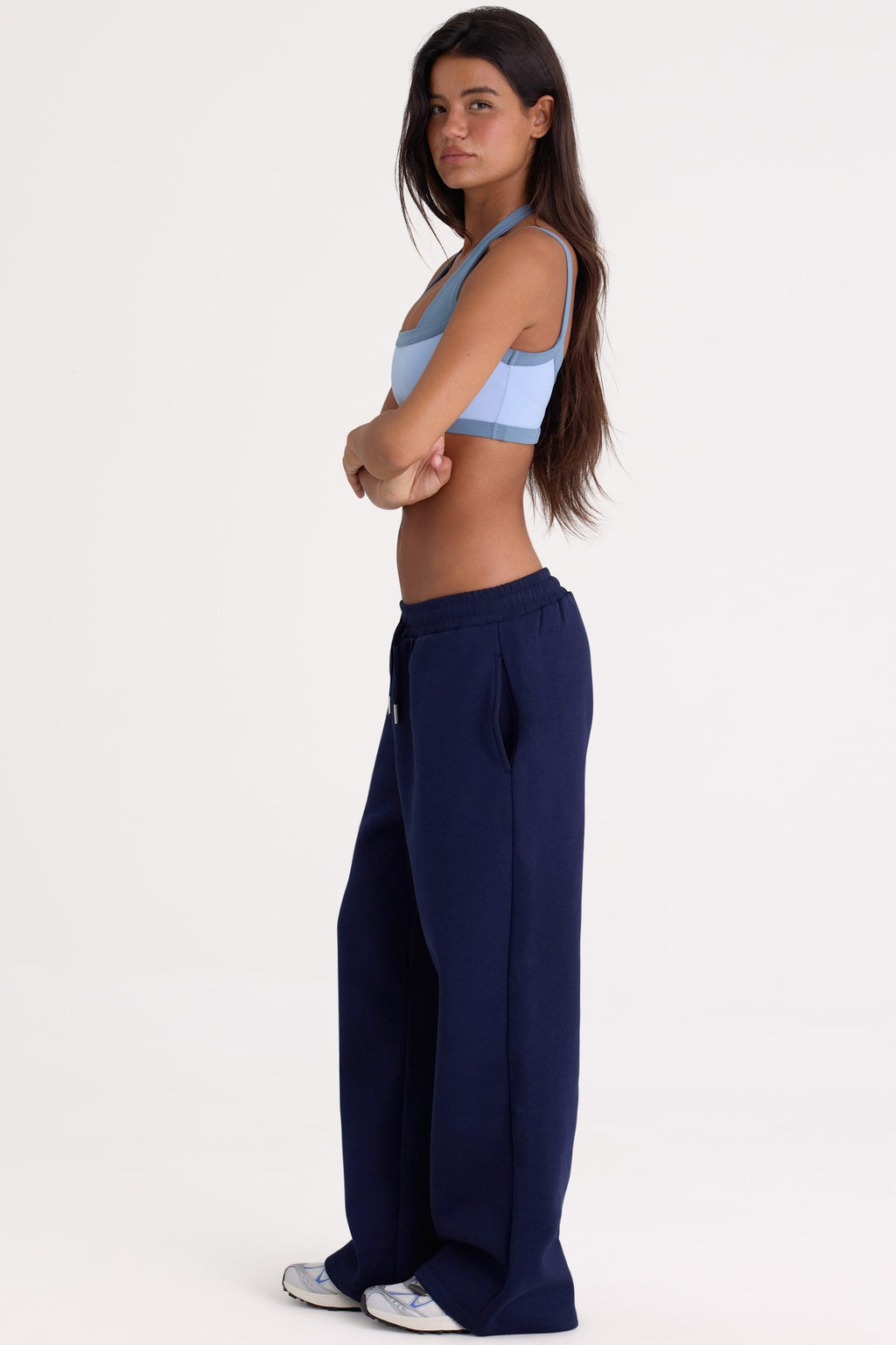 Brushed Jersey Wide-leg Joggers In Midnight