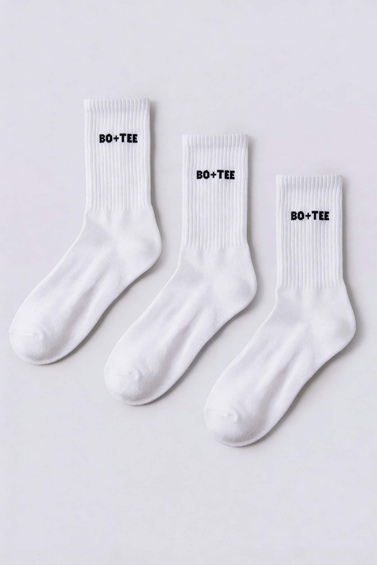 골지 하프 크루 3팩 양말 (화이트)