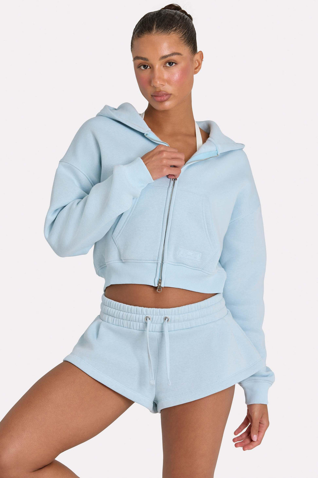 Oversized Zip-up Hoodie In Powder Blue