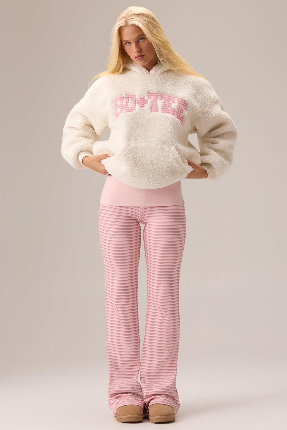 Teddy Fleece Hoodie In Vanilla