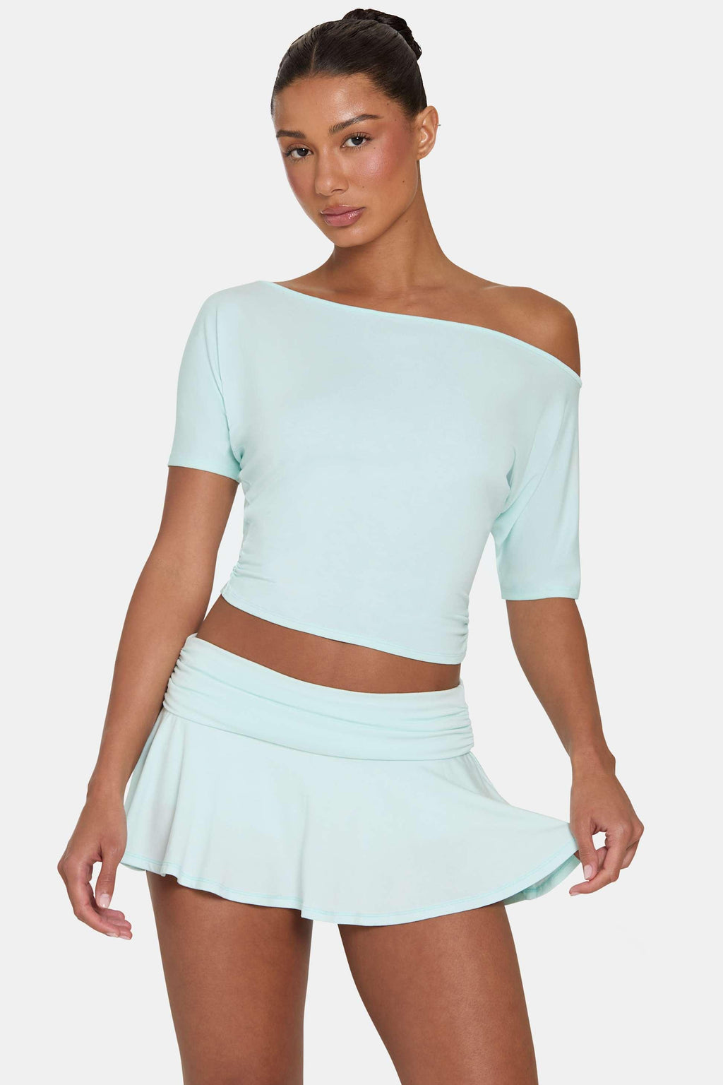 Buttercloud™ Slouchy Off-shoulder Top In Peppermint