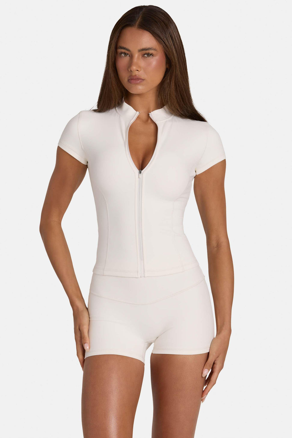 Soft Active Zip-up Top In Coconut