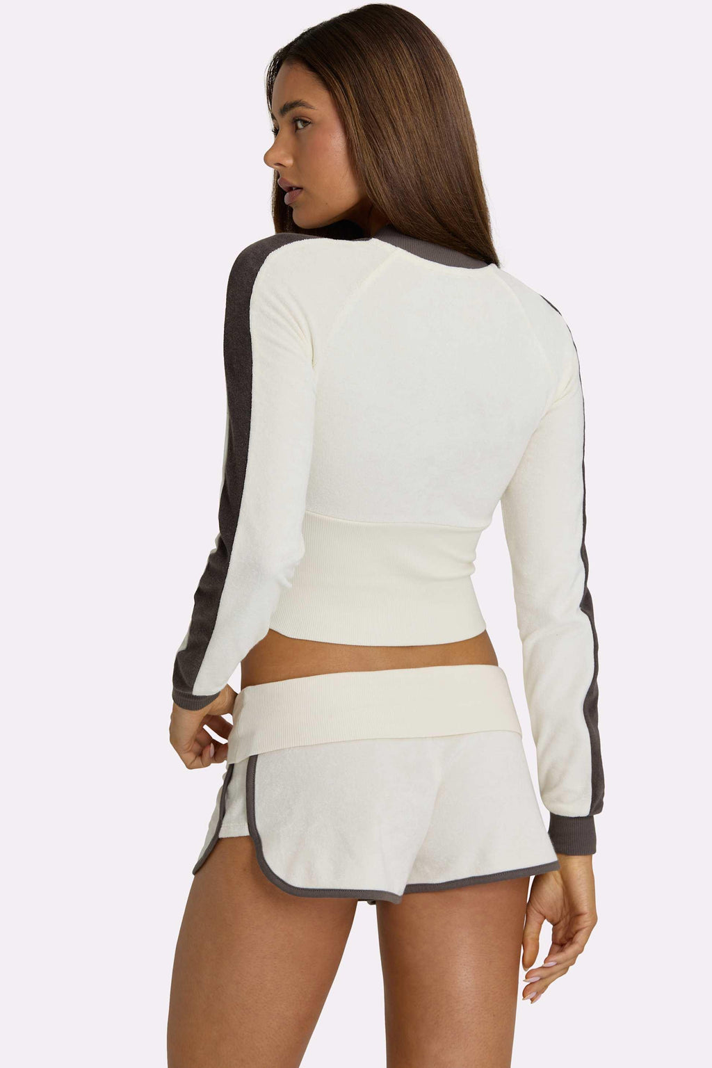 Terry Foldover Waist Shorts In Coconut