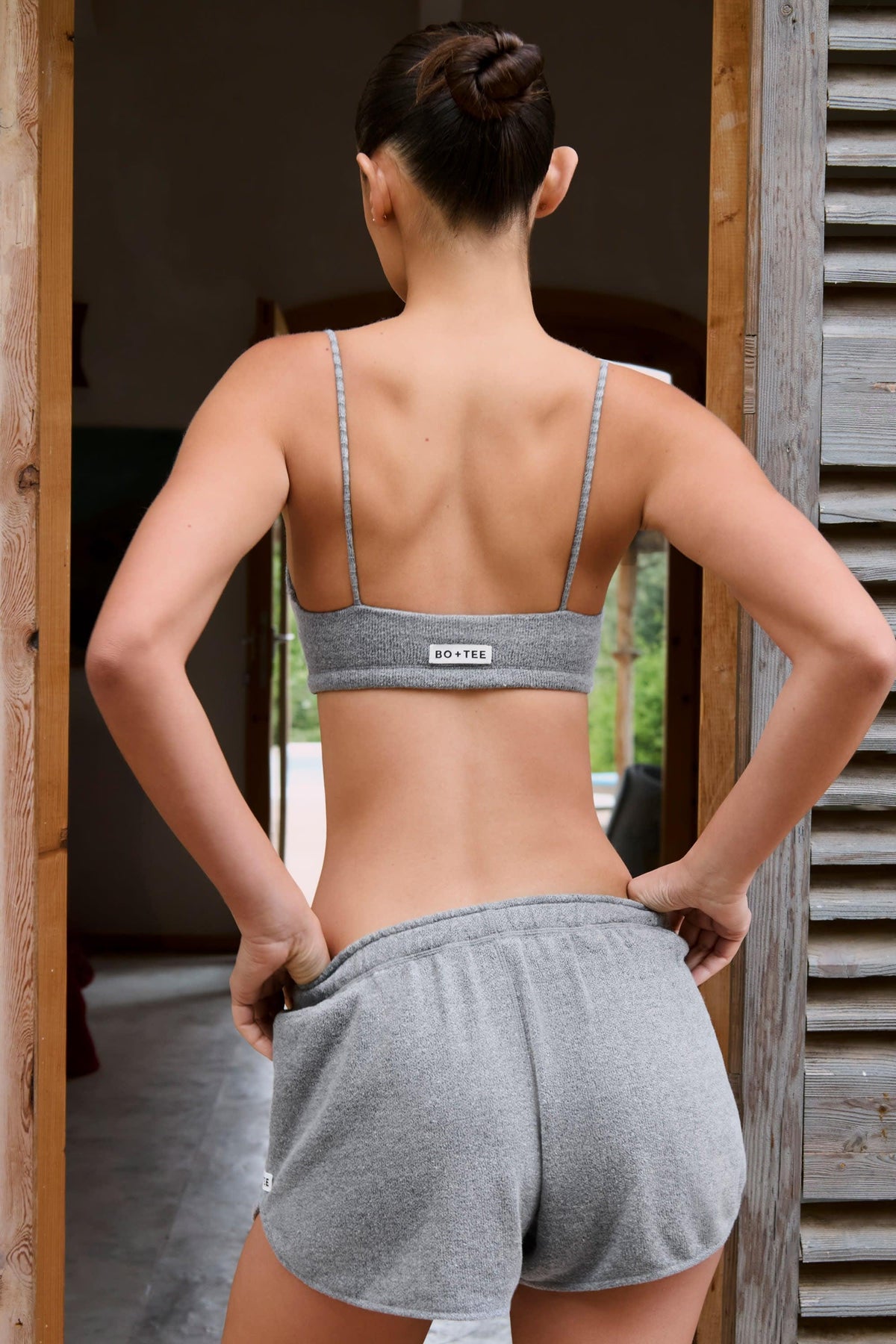 Square-neck Bralette In Dark Grey