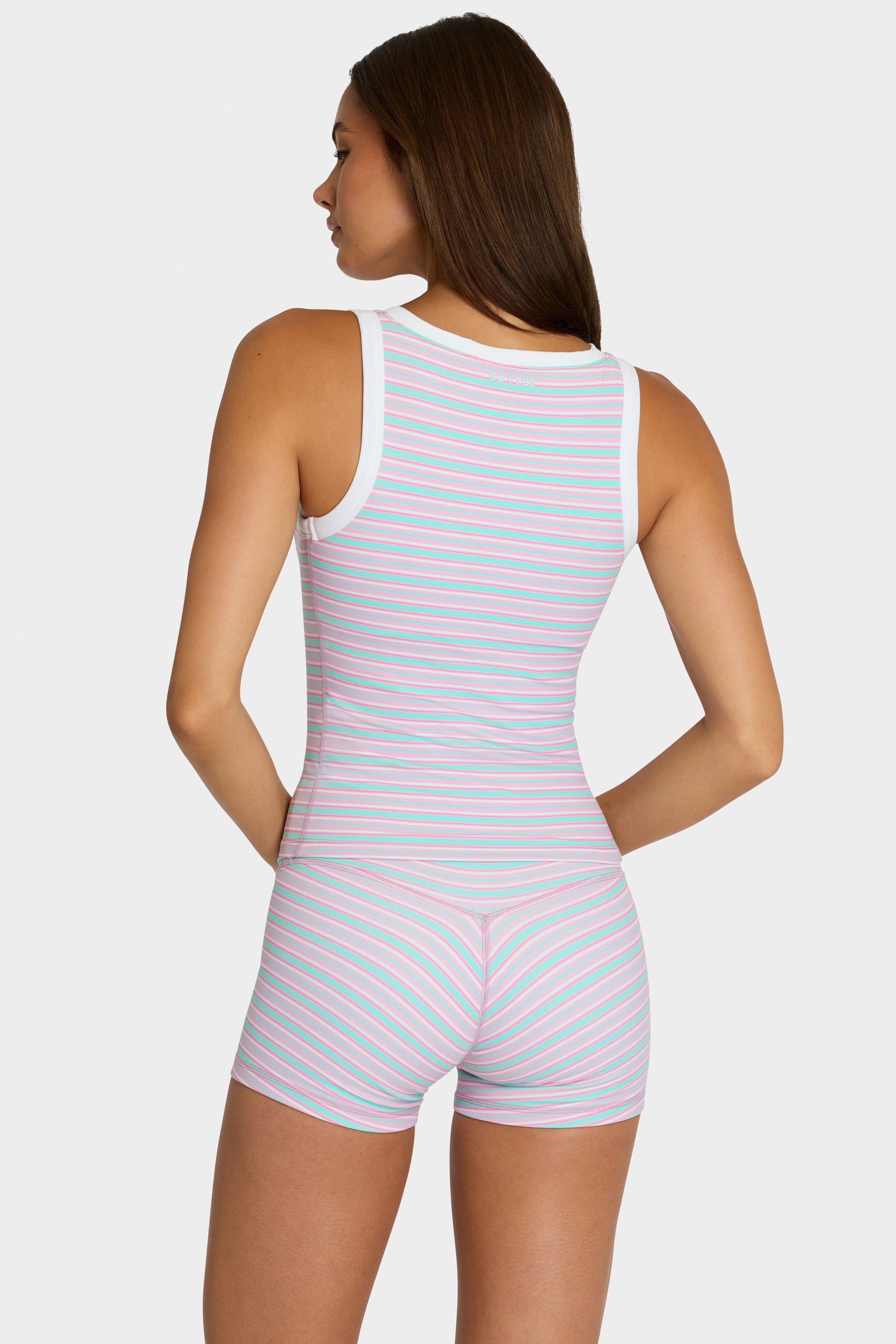 Soft Active Tank Top In Multi Stripe