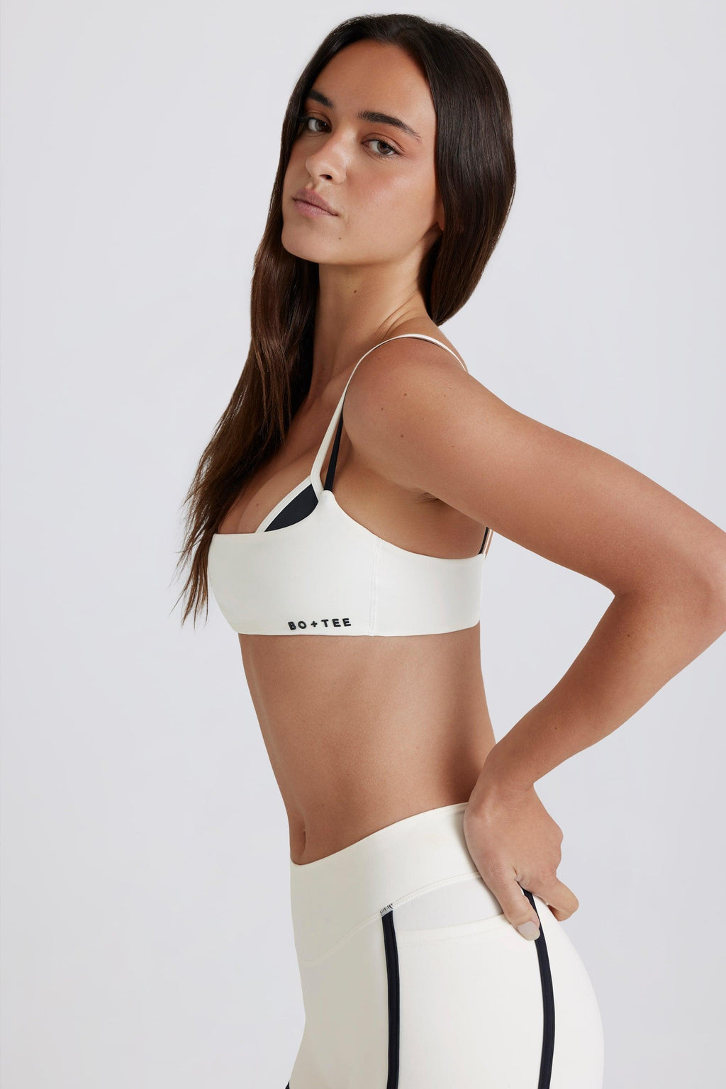 Soft Active Twist-back Layered Sports Bra In Coconut
