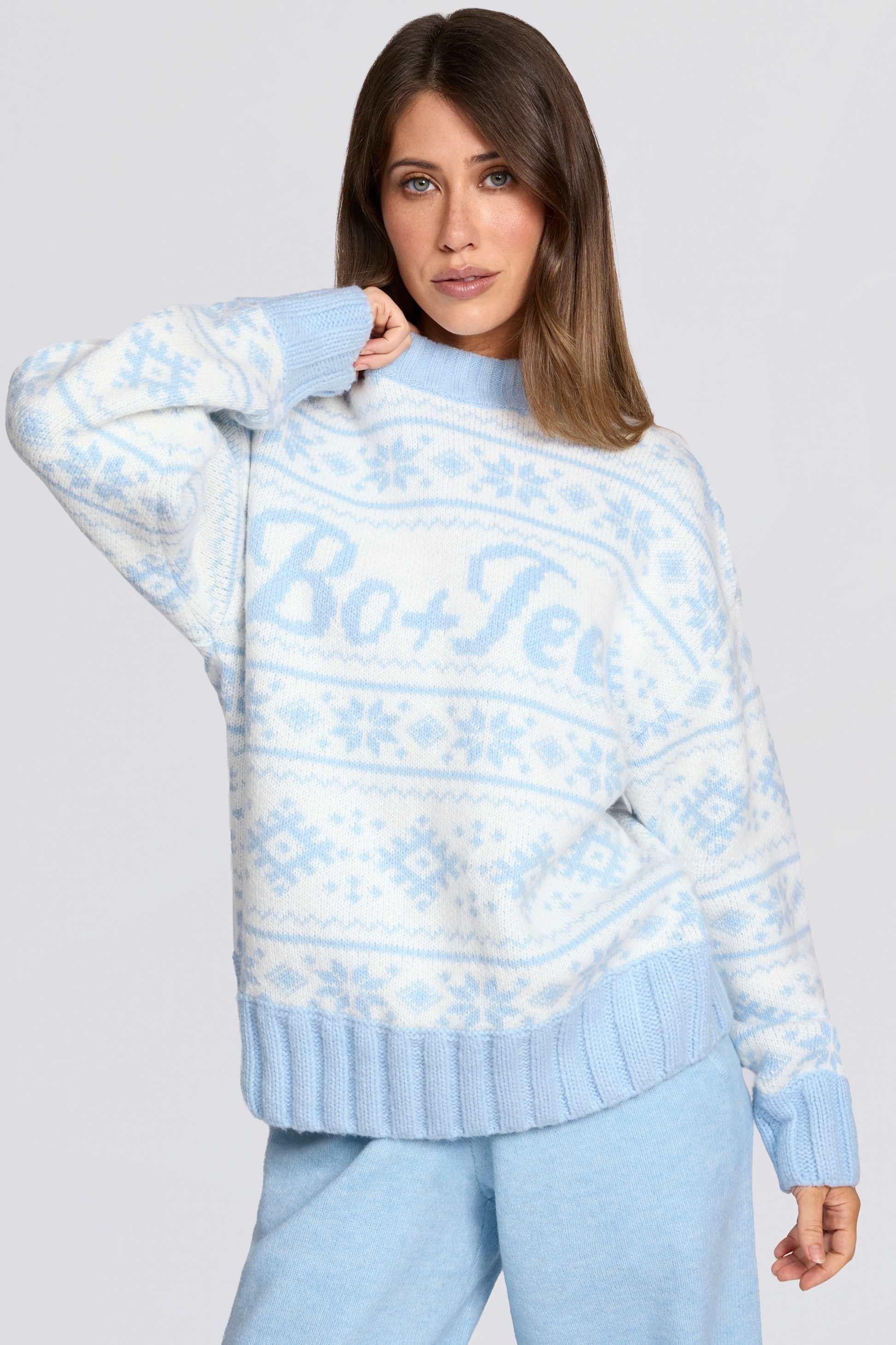 Jacquard-knit Oversized Jumper In Powder Blue