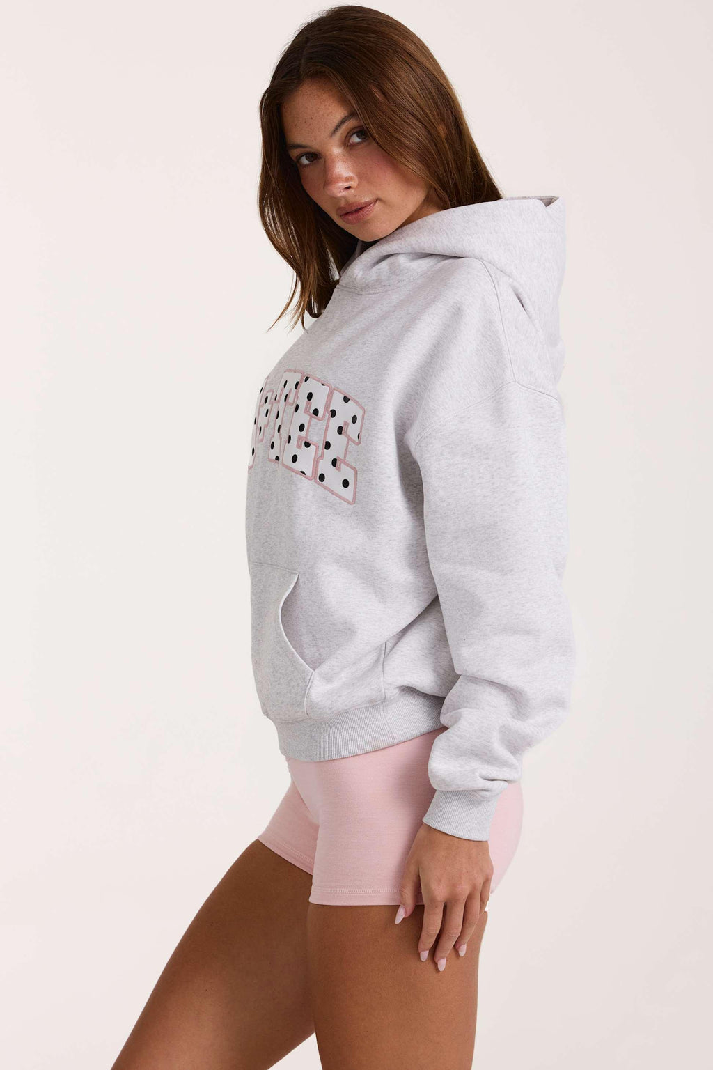 Oversized Appliqué Hoodie In Grey Marl