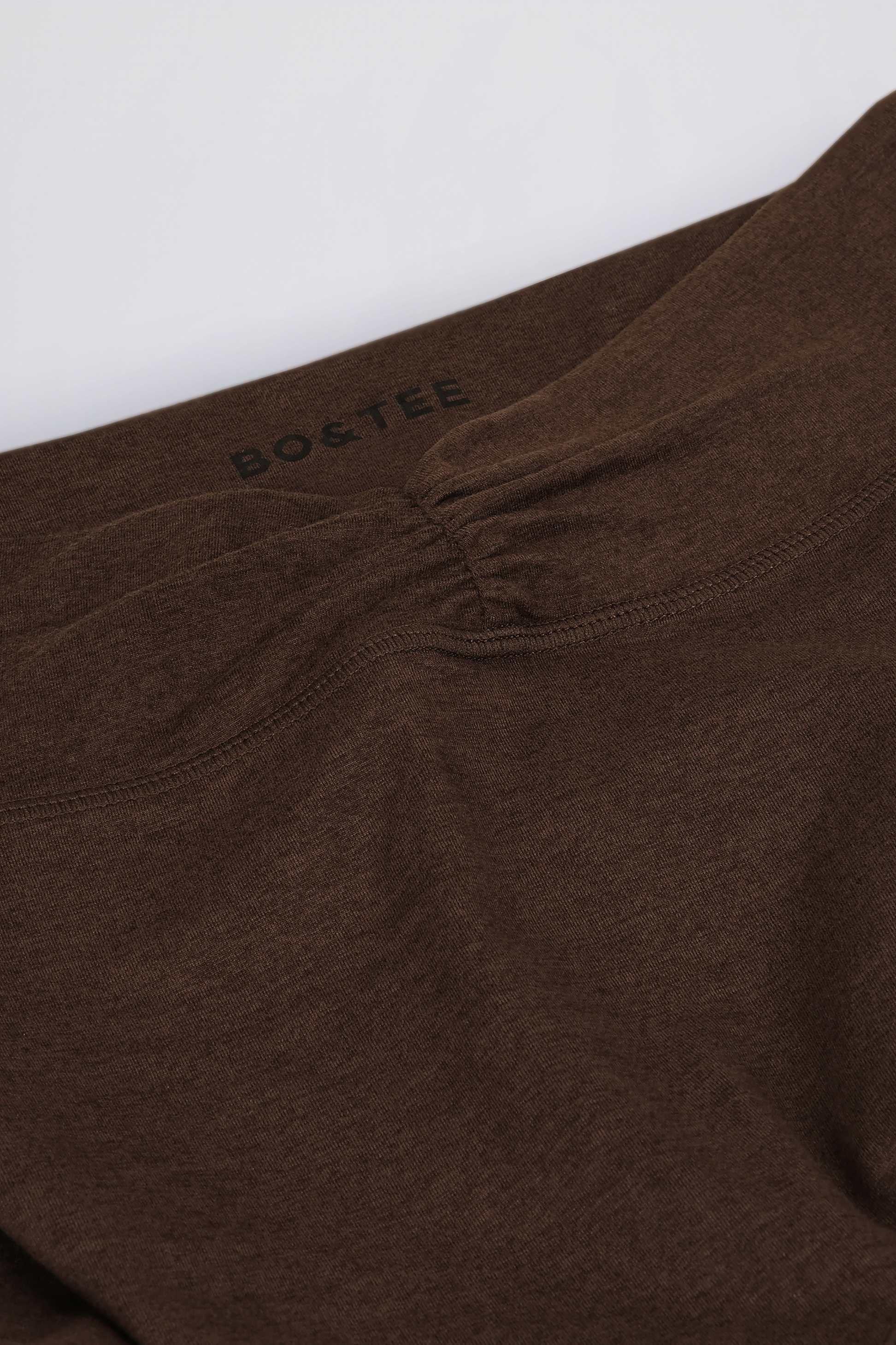 Brushed Jersey Ruched Flared Trousers In Pecan Marl
