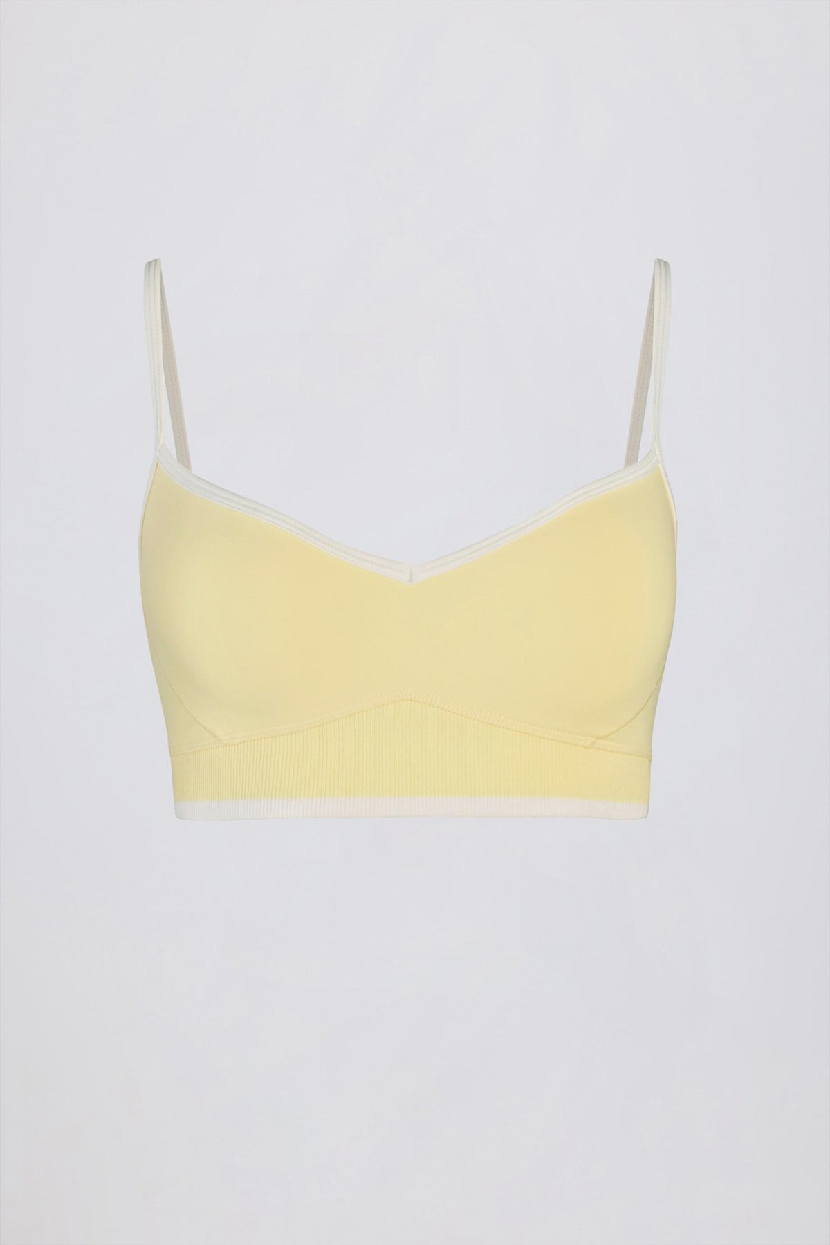 Soft Active Sweetheart-neck Contrast Sports Bra In Lemon