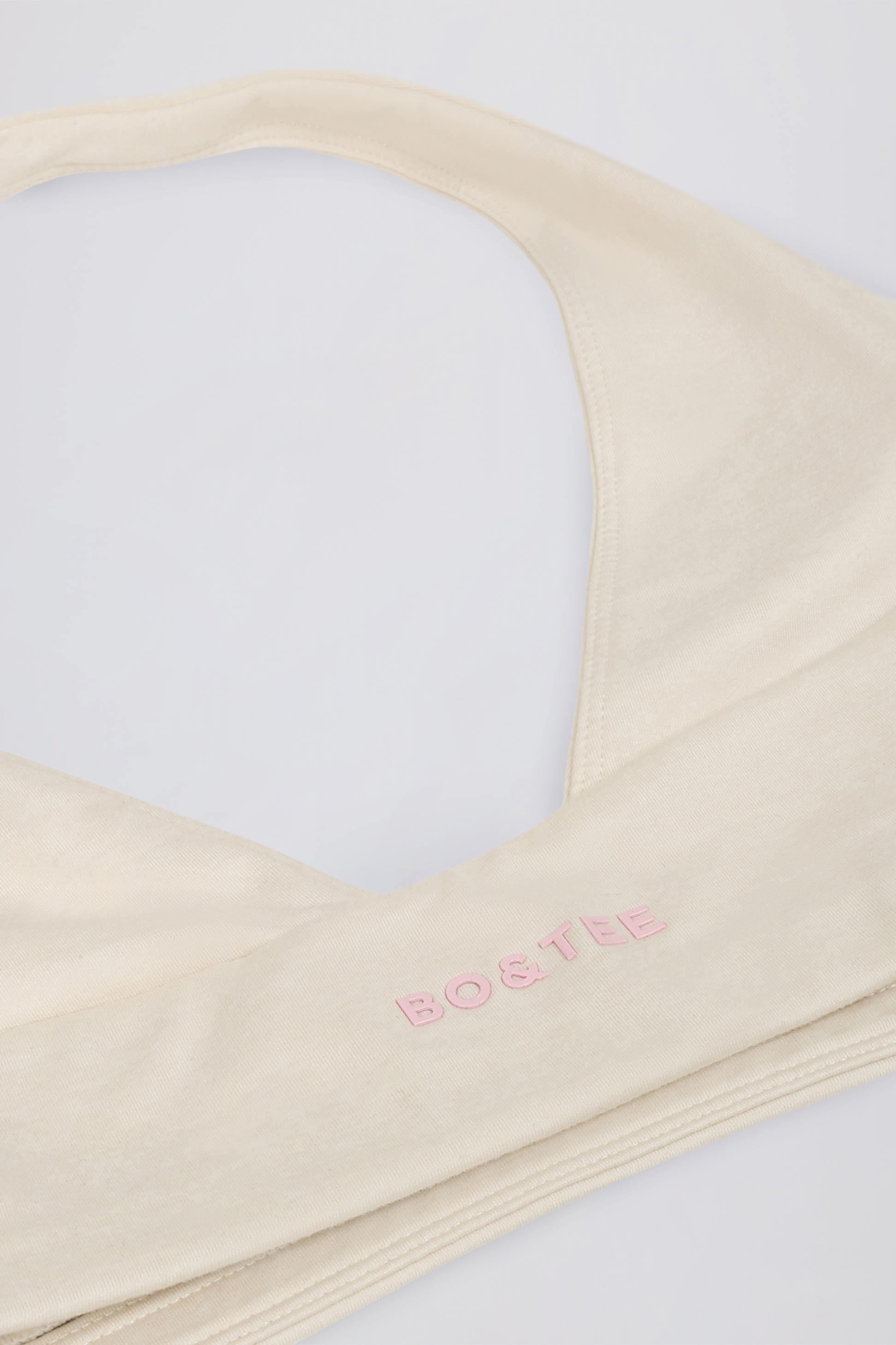Brushed Jersey V-neck Sports Bra In Vanilla