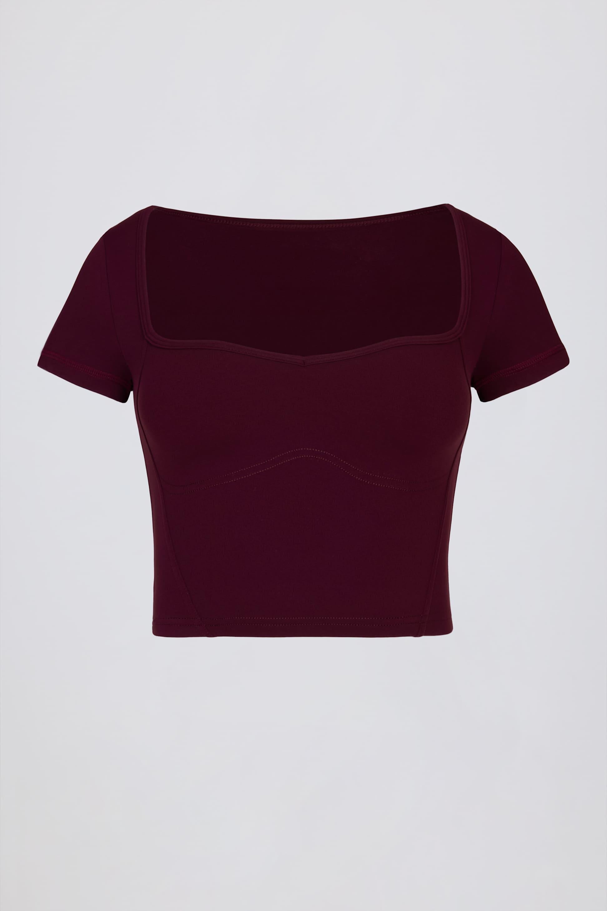 Soft Active Sweetheart-neck Crop Top In Burgundy