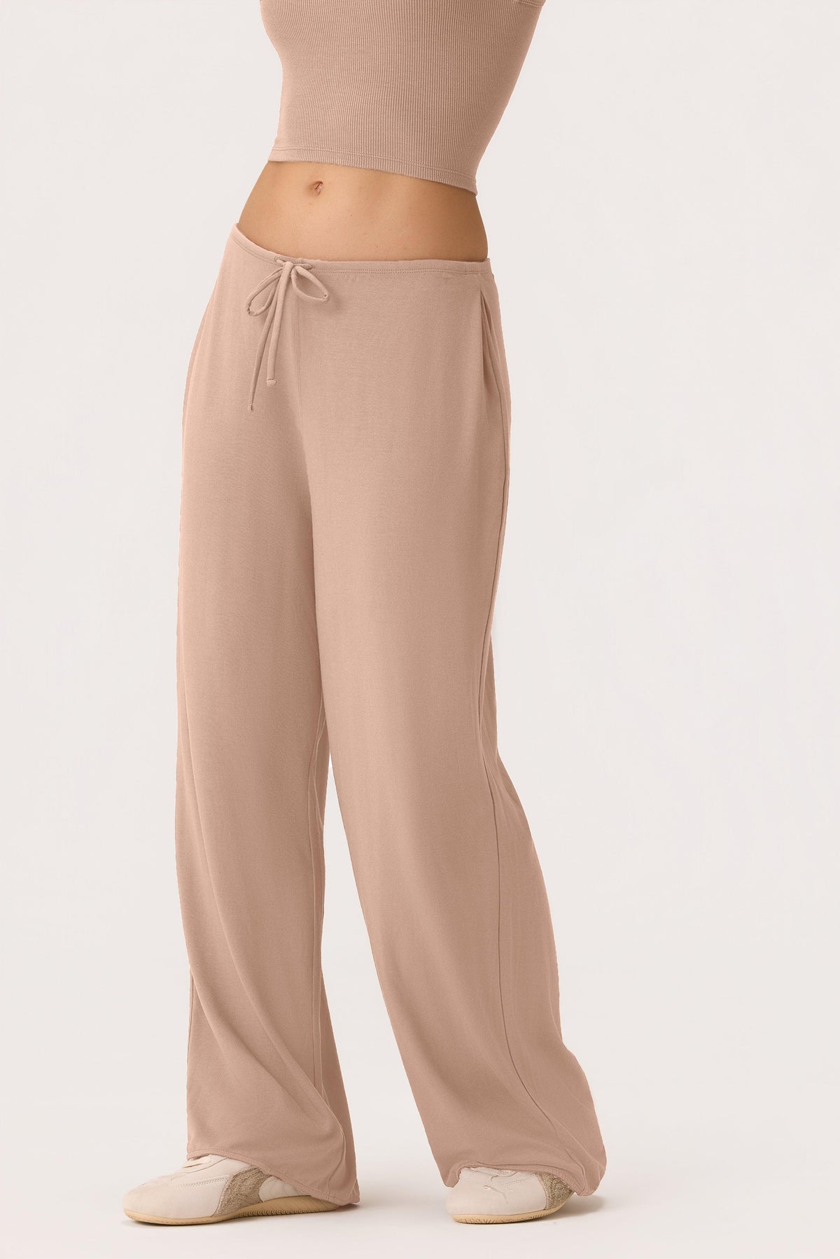Buttercloud™ Tie-waist Wide-leg Trousers In Oatmeal