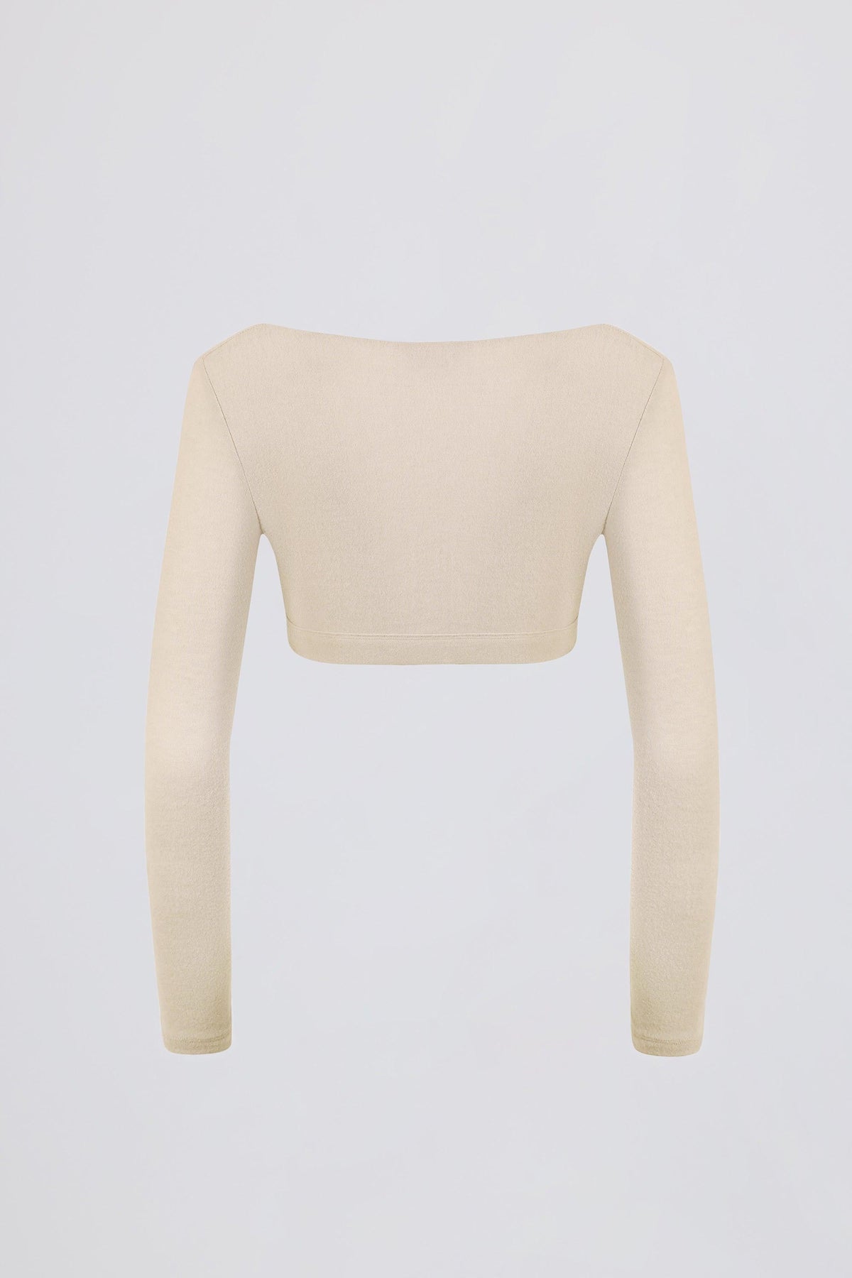 Brushed Jersey V-neck Crop Top In Ecru