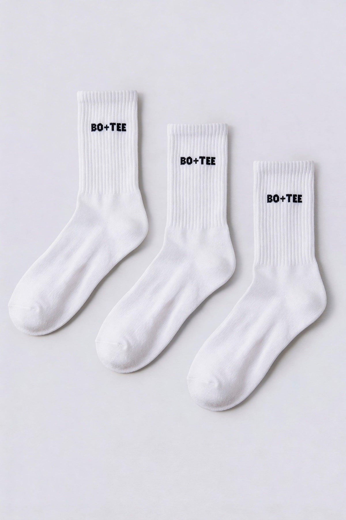 골지 하프 크루 3팩 양말 (화이트)
