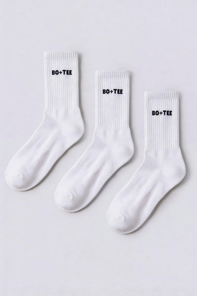 Ribbed Half-crew 3-pack Socks In White