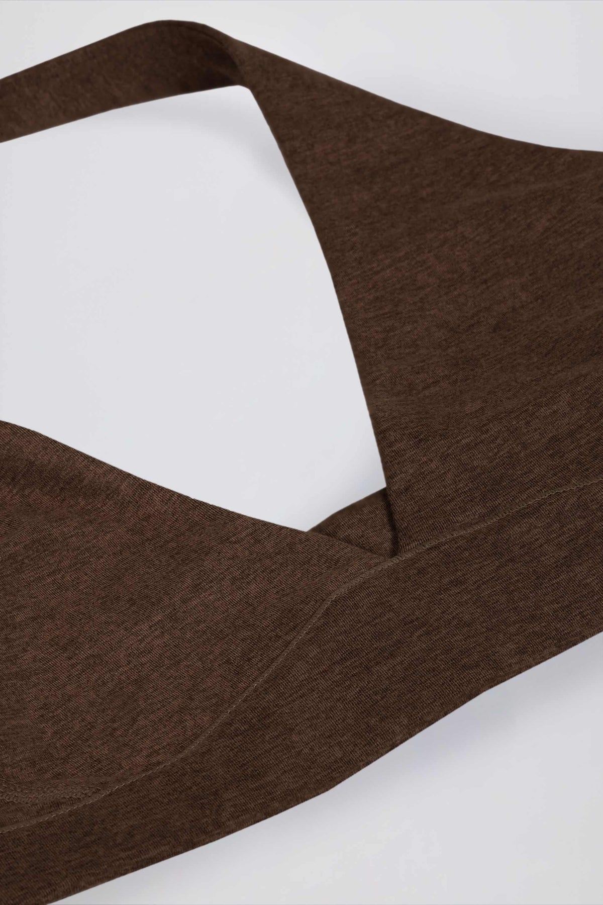 Brushed Jersey V-neck Sports Bra In Pecan Marl