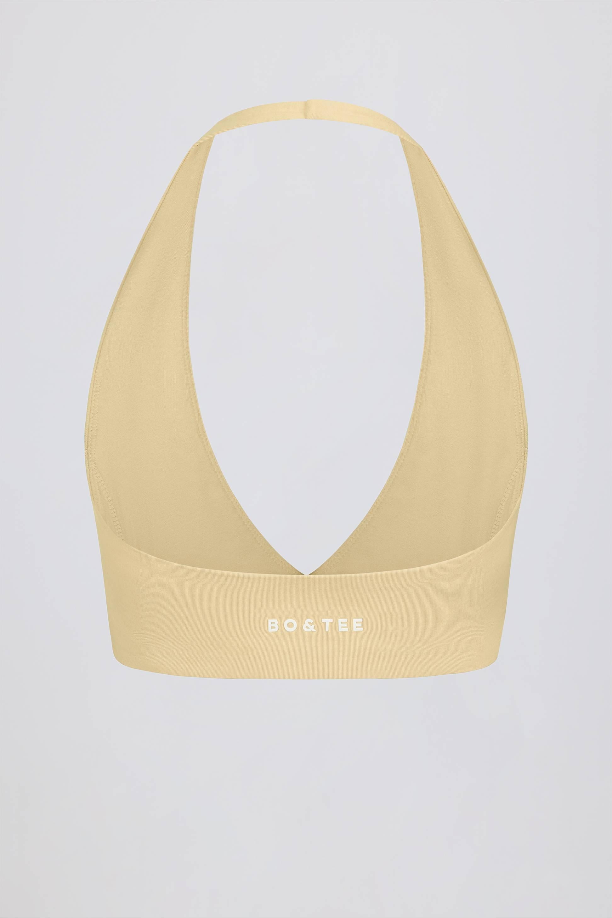 Brushed Jersey V-neck Sports Bra In Lemon Marl