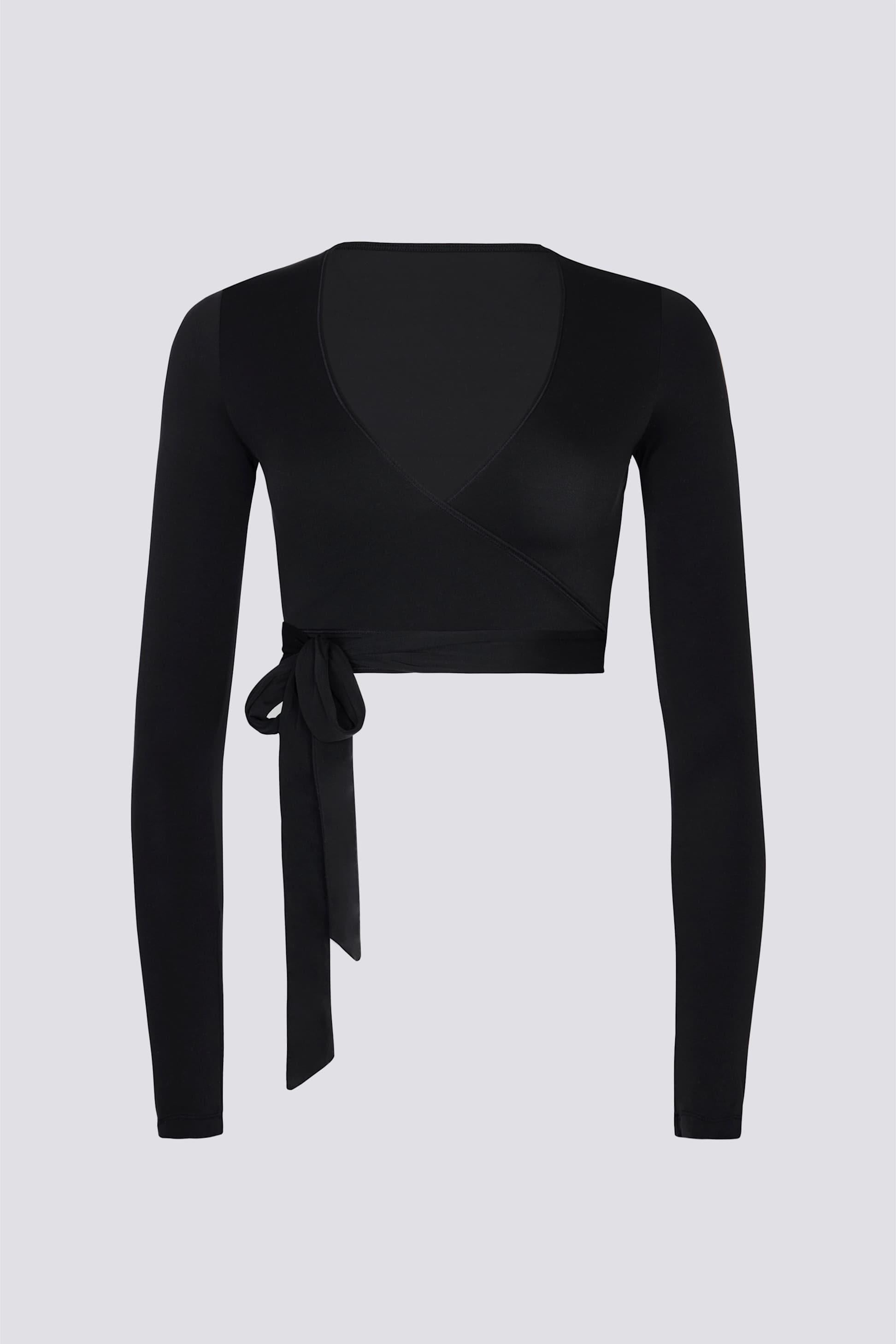 Soft Jersey Wrap Crop Top In Black