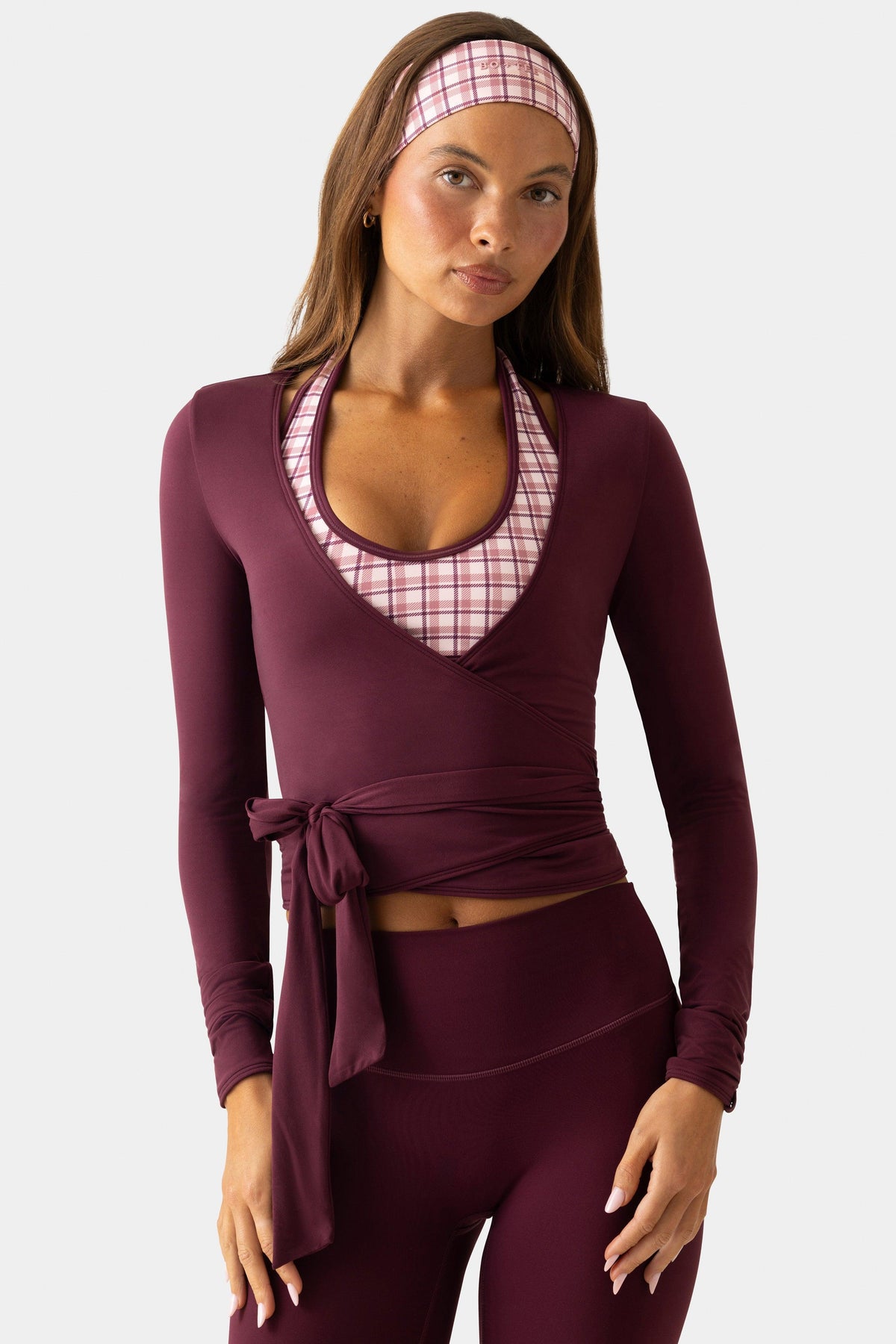 Soft Jersey Wrap Top In Plum
