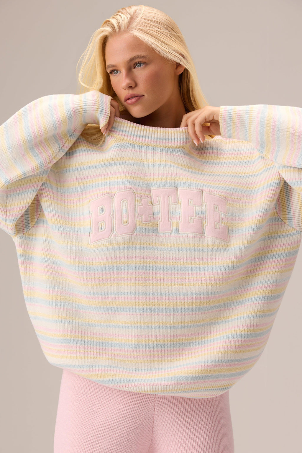 Ribbed Knit Oversized Jumper In Confetti Stripe