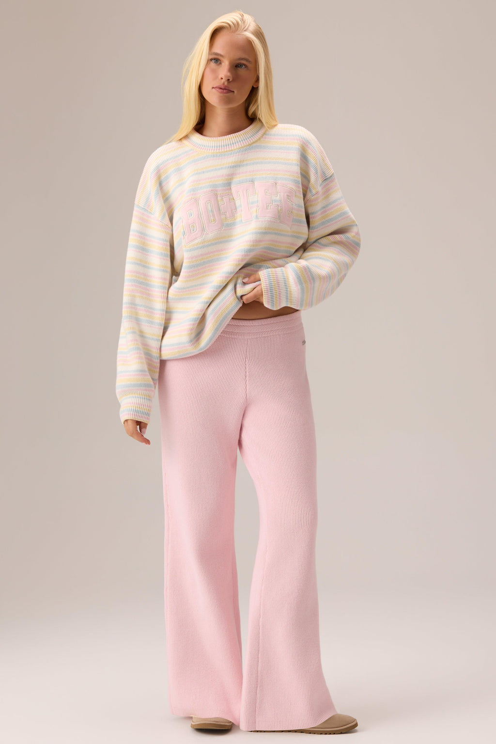 Ribbed Knit Oversized Jumper In Confetti Stripe