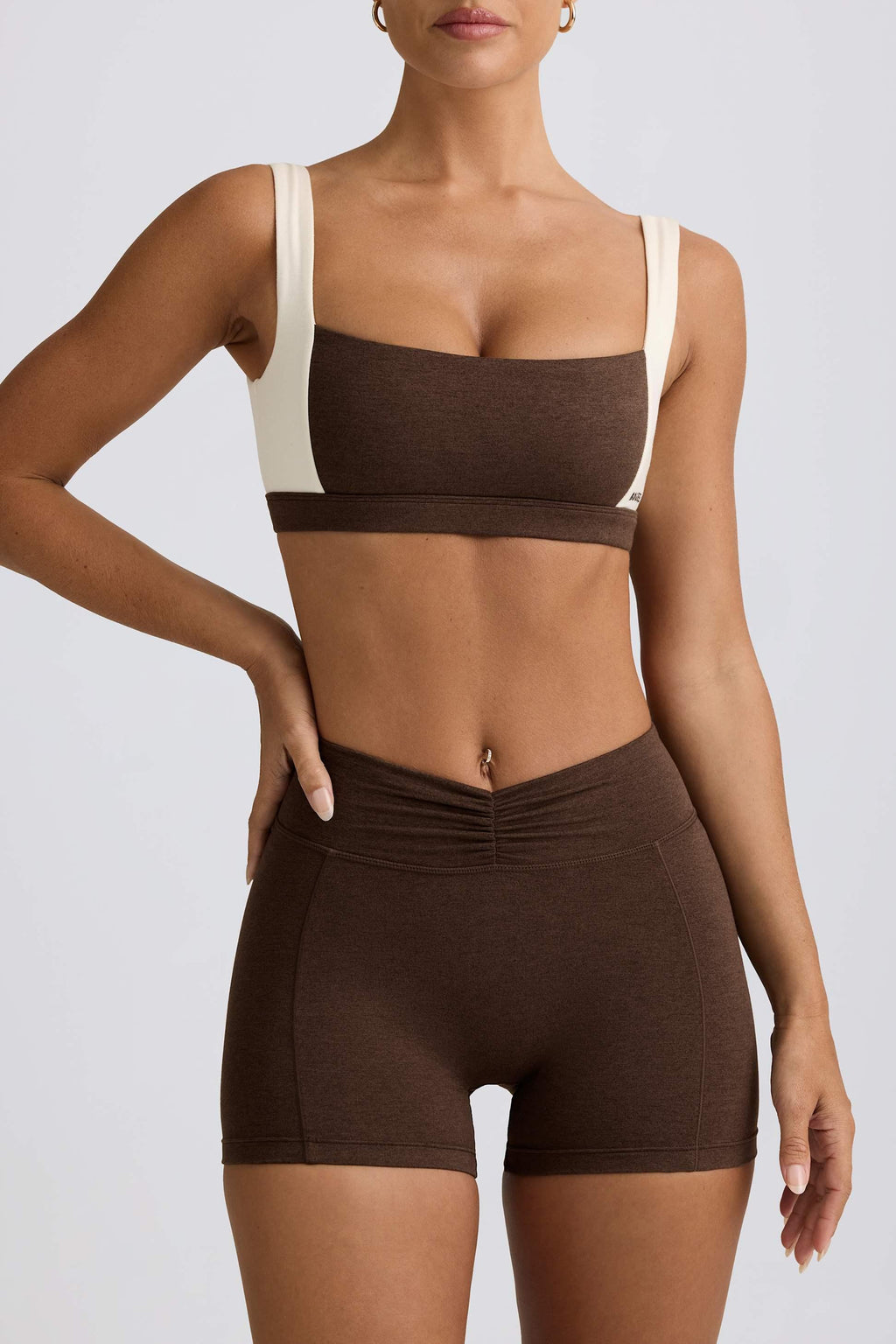 Contrast Sports Bra In Pecan Marl