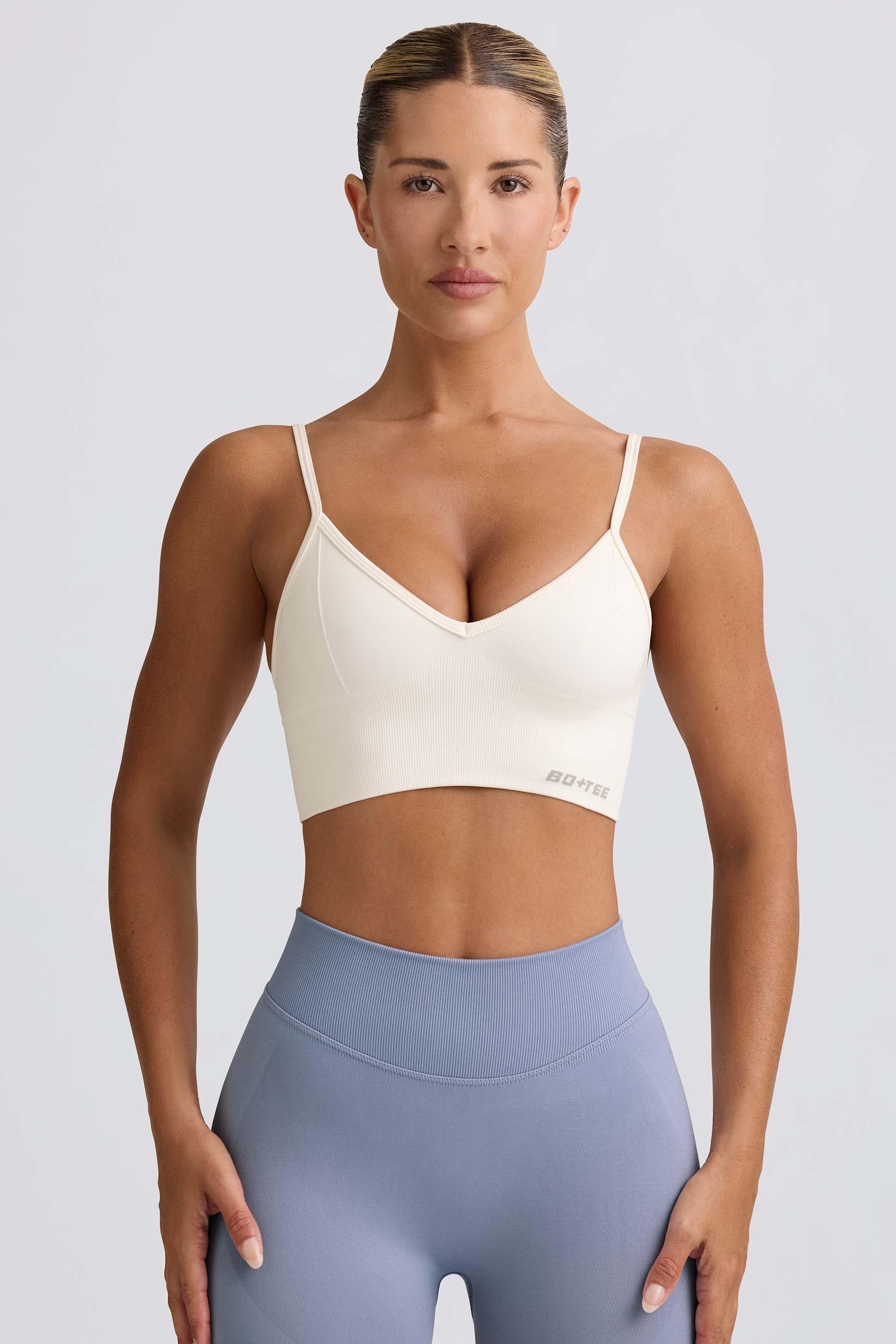 Define Luxe V-neck Sports Bra In White