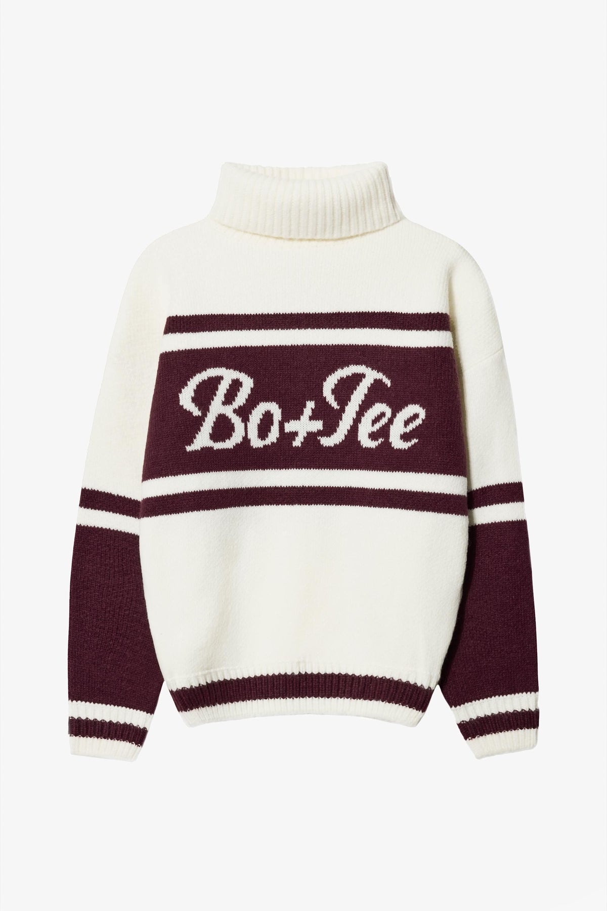 Knit Turtleneck Oversized Jumper In Burgundy