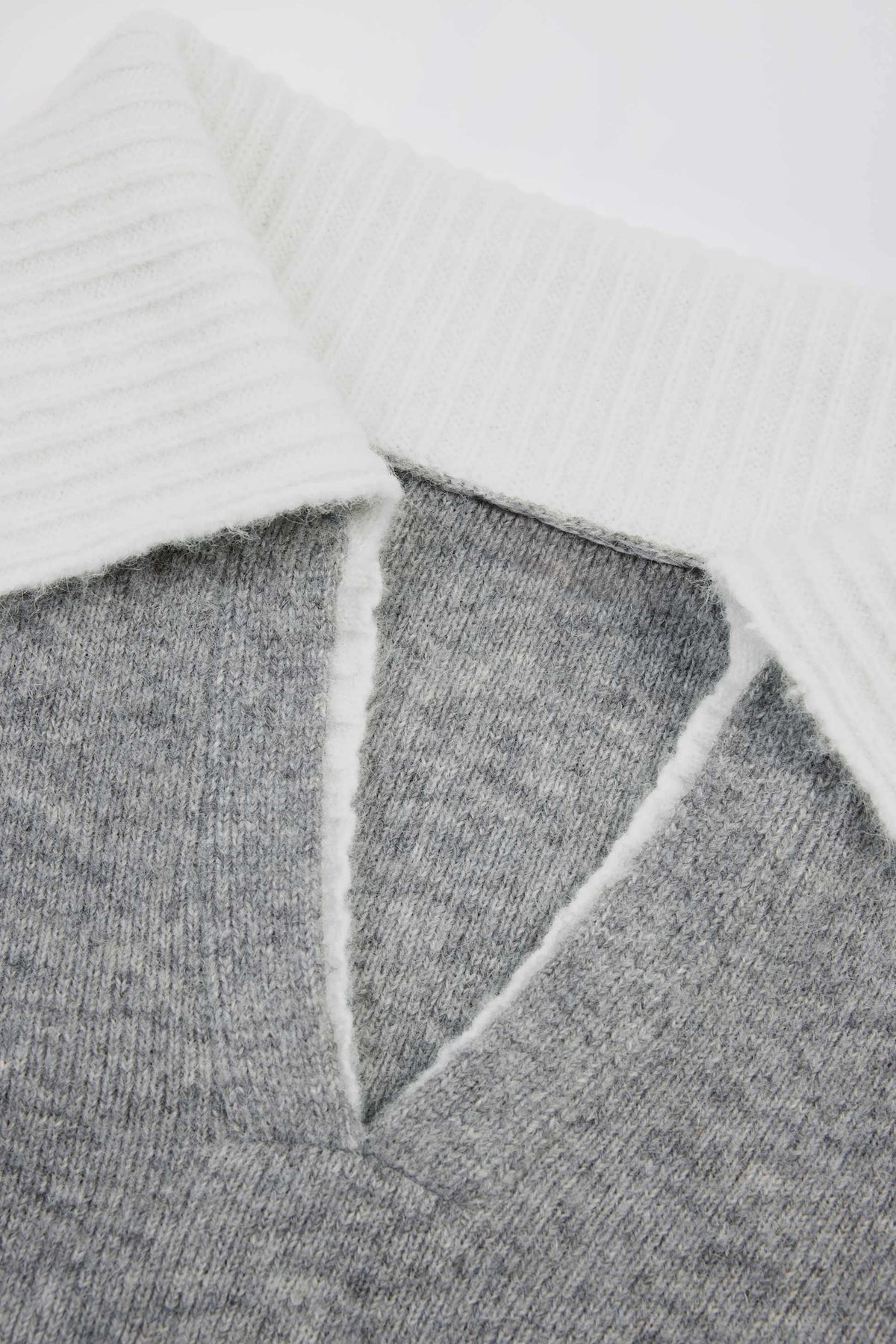 Soft Knit Layered Collar Cropped Jumper In Grey