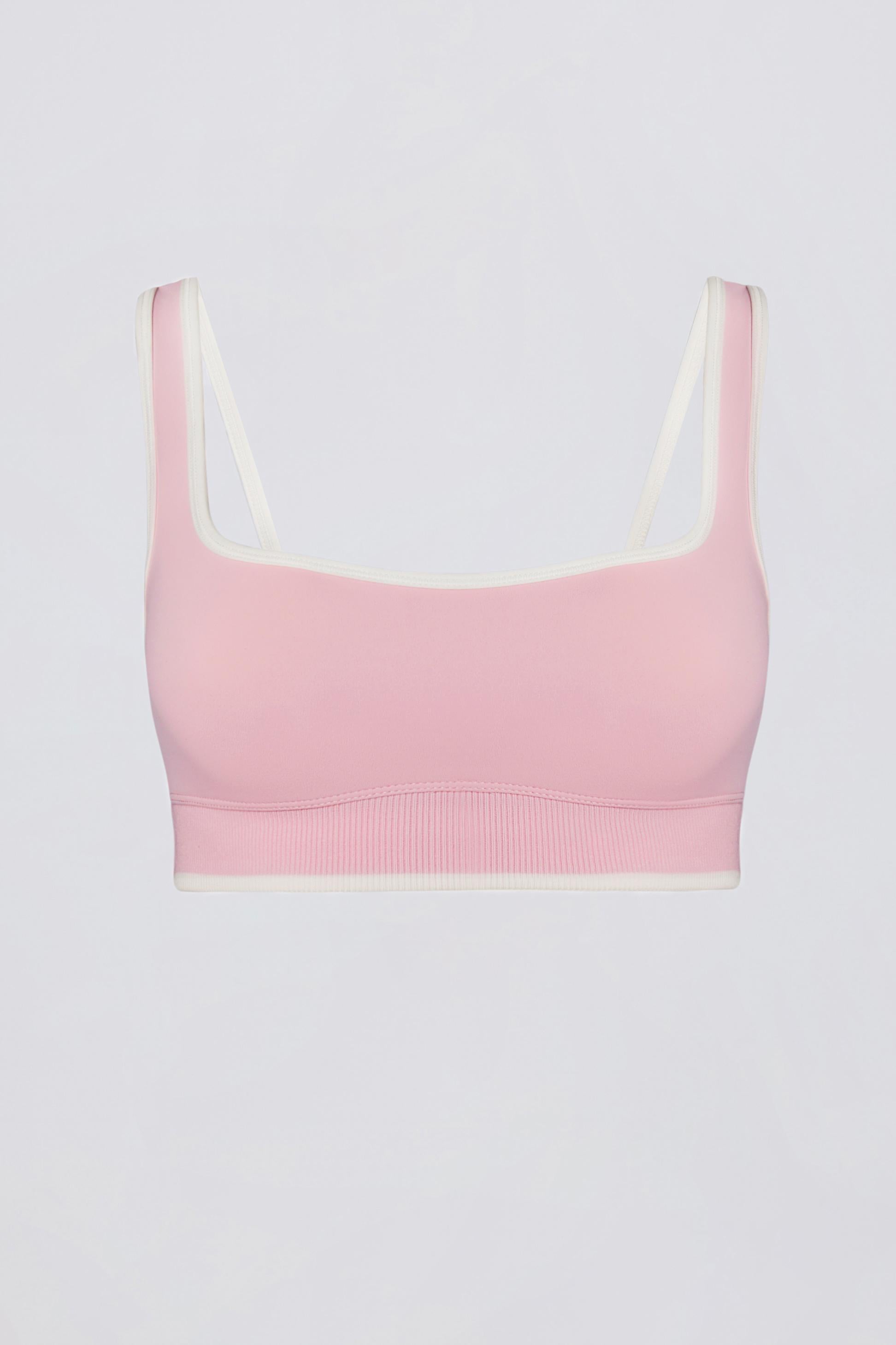 Soft Active Contrast Sports Bra In Powder Pink