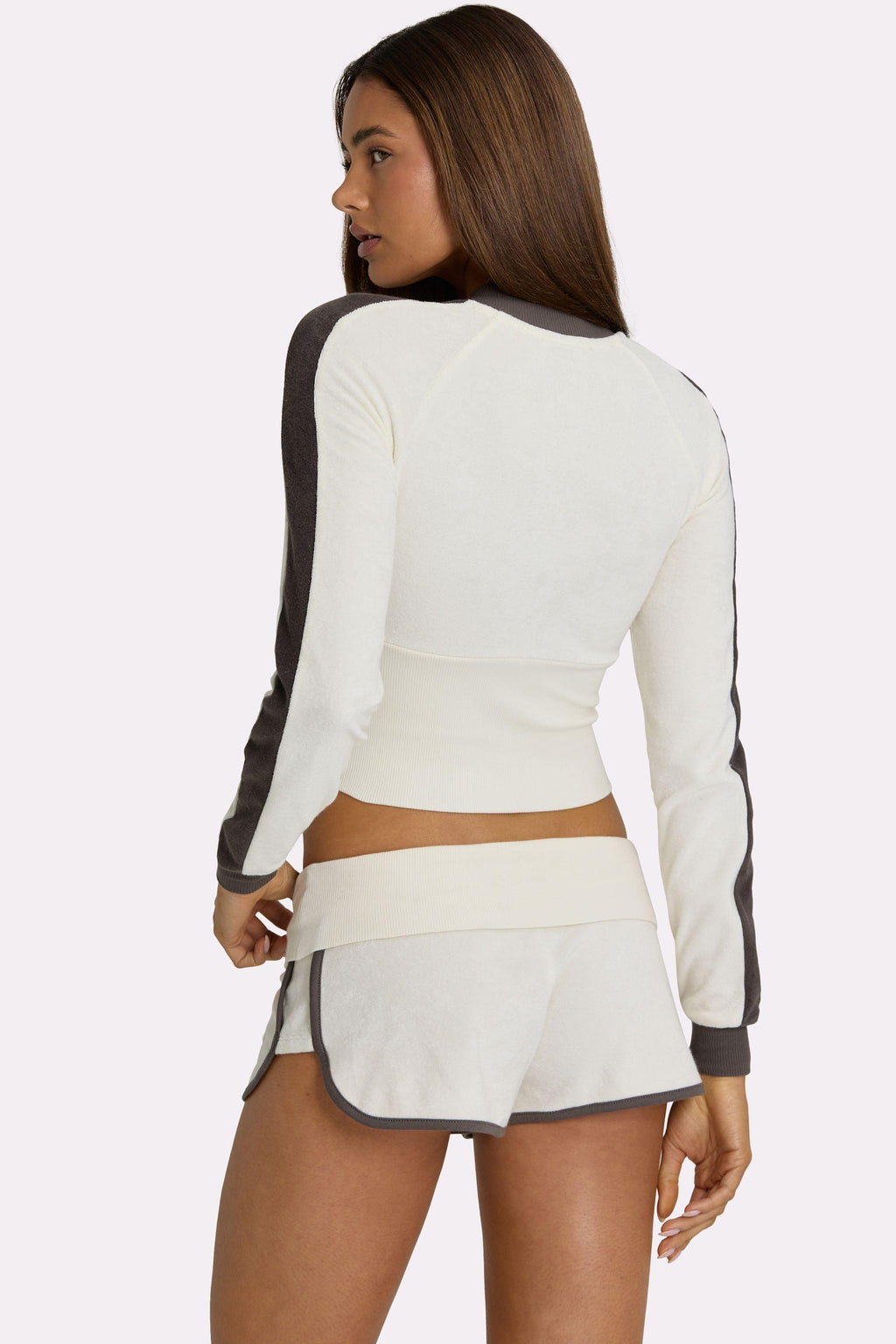 Terry Foldover Waist Shorts In Coconut