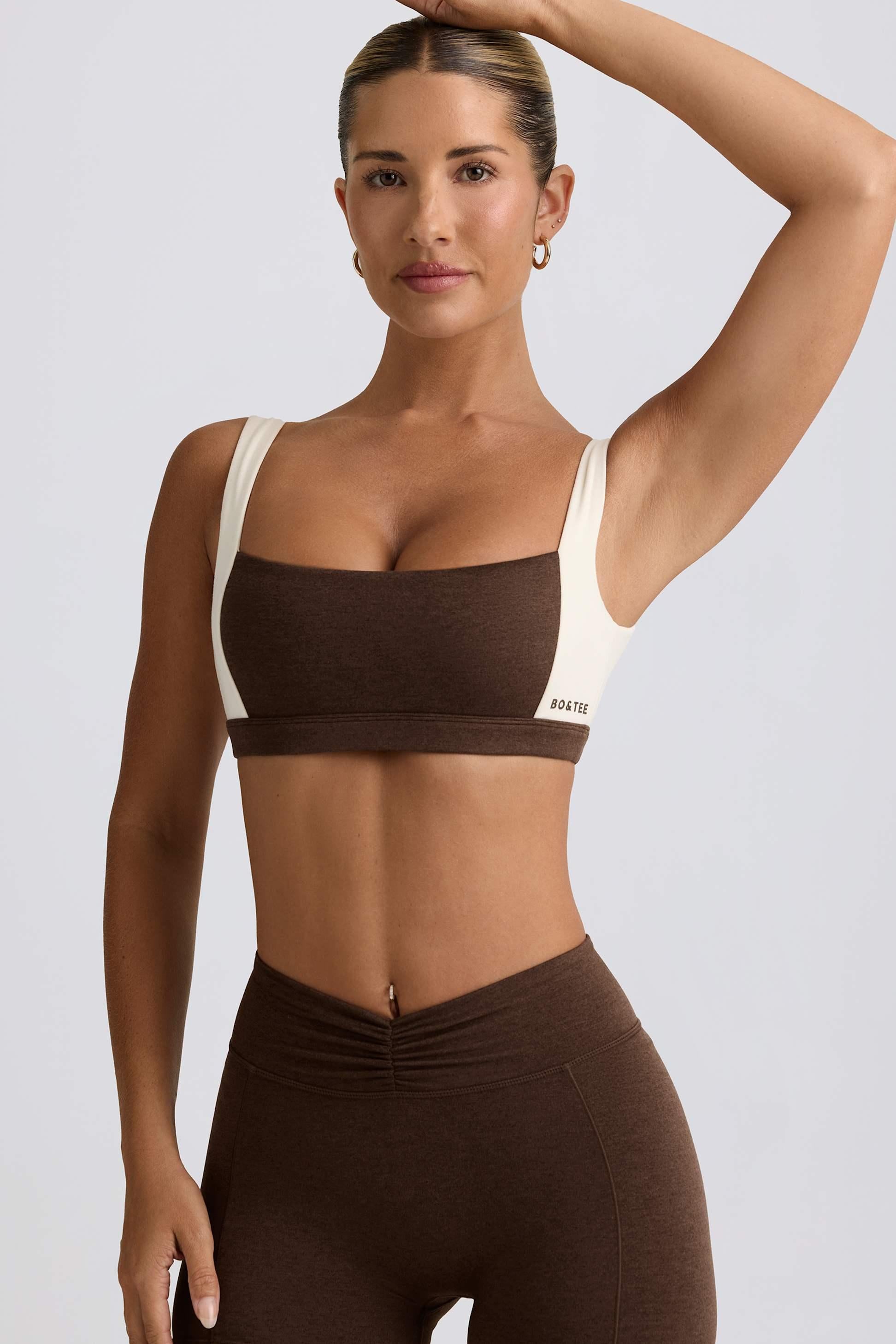 Contrast Sports Bra In Pecan Marl
