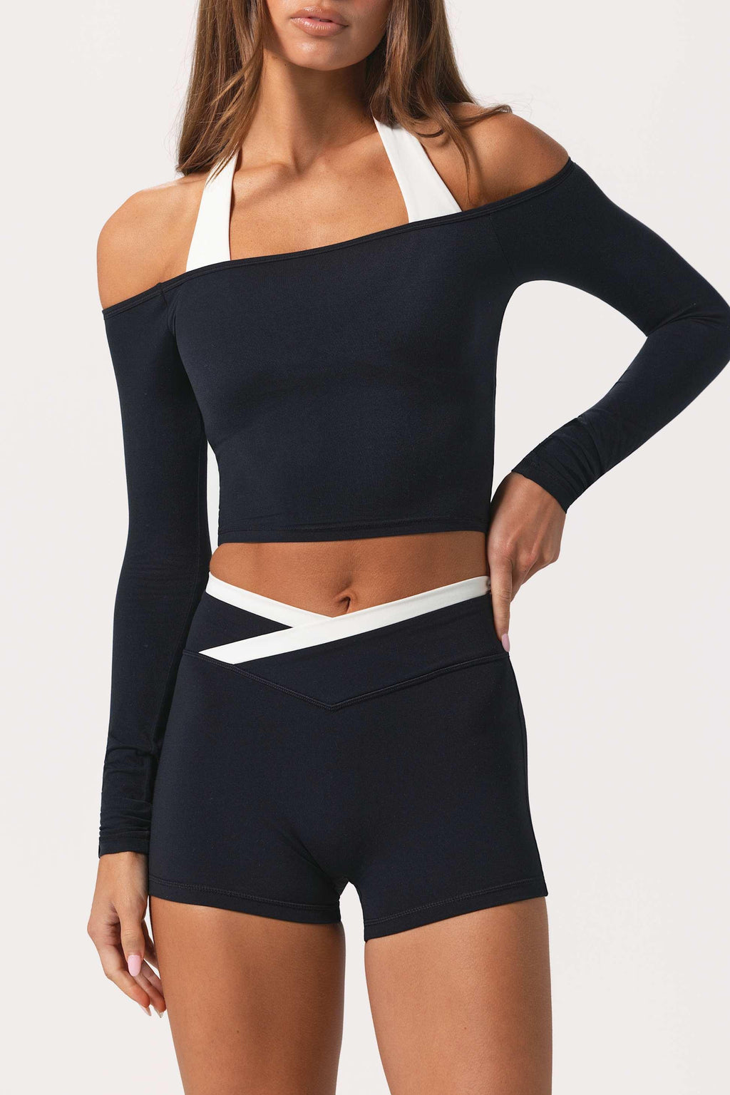 Soft Jersey Off-shoulder Top In Black