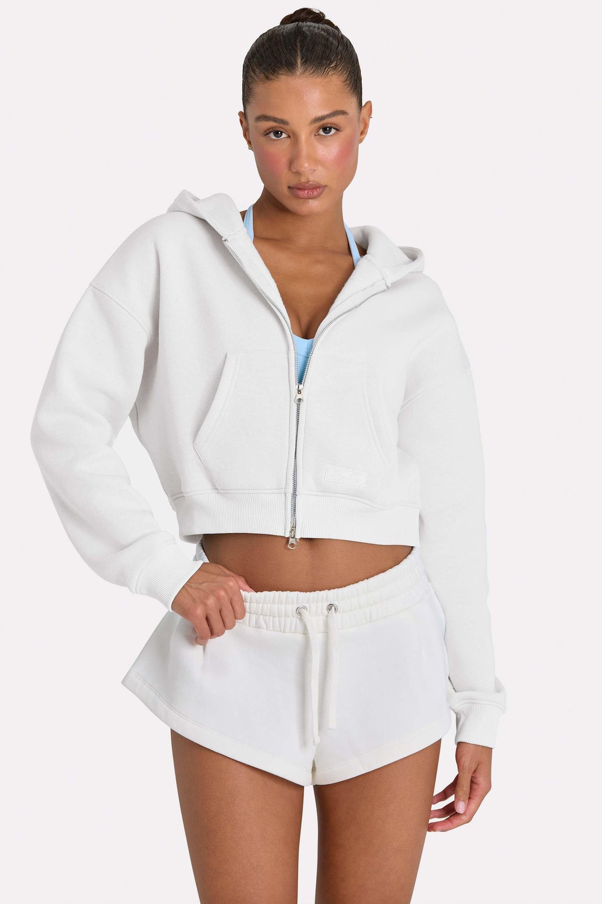 Oversized Zip-up Hoodie In Coconut