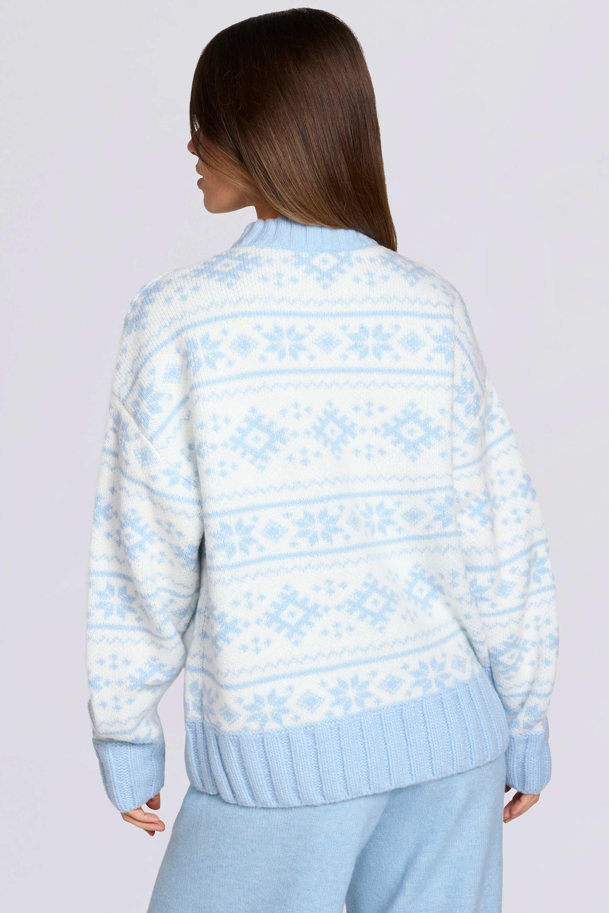 Jacquard-knit Oversized Jumper In Powder Blue