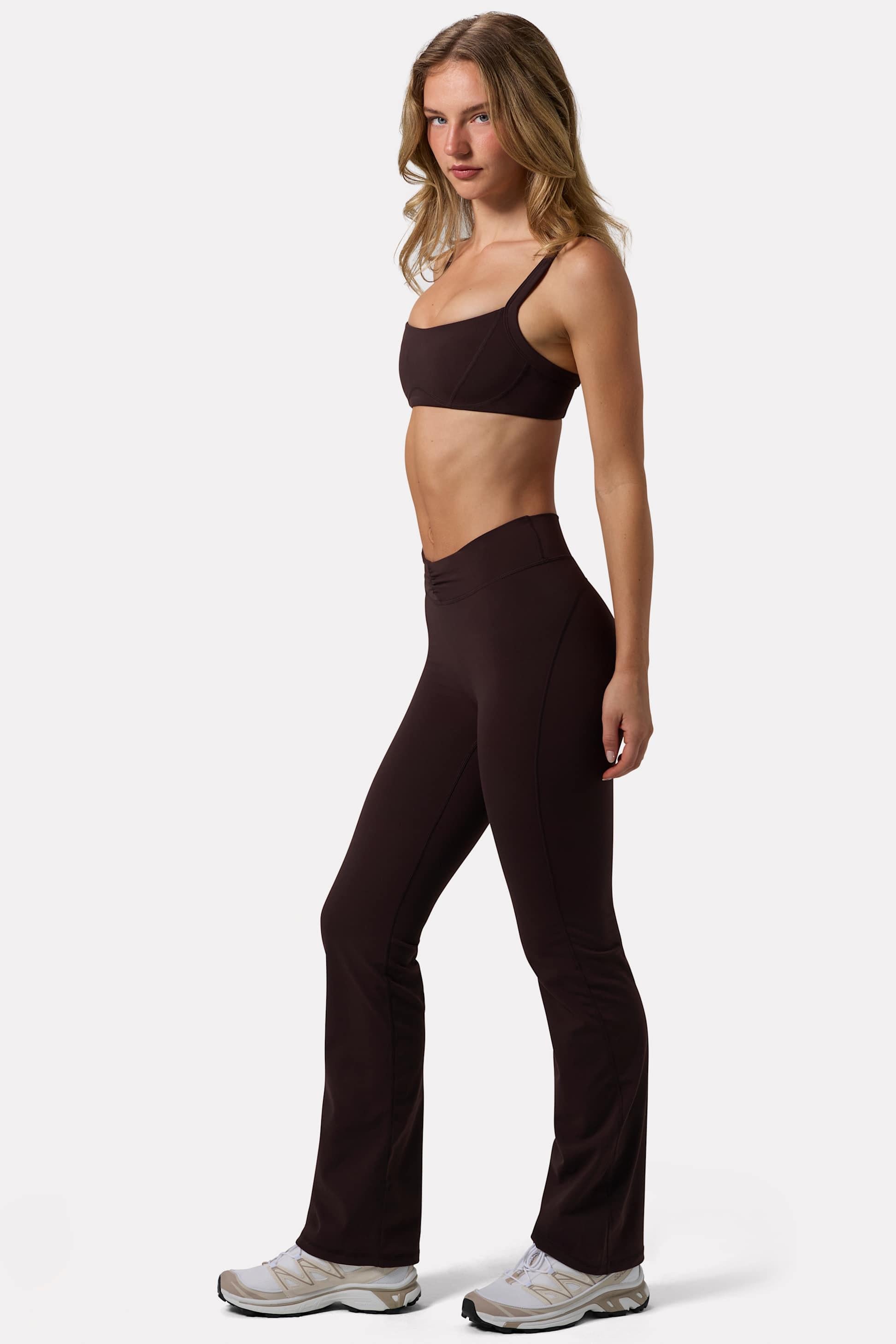 Soft Active Ruched Flared Trousers In Espresso
