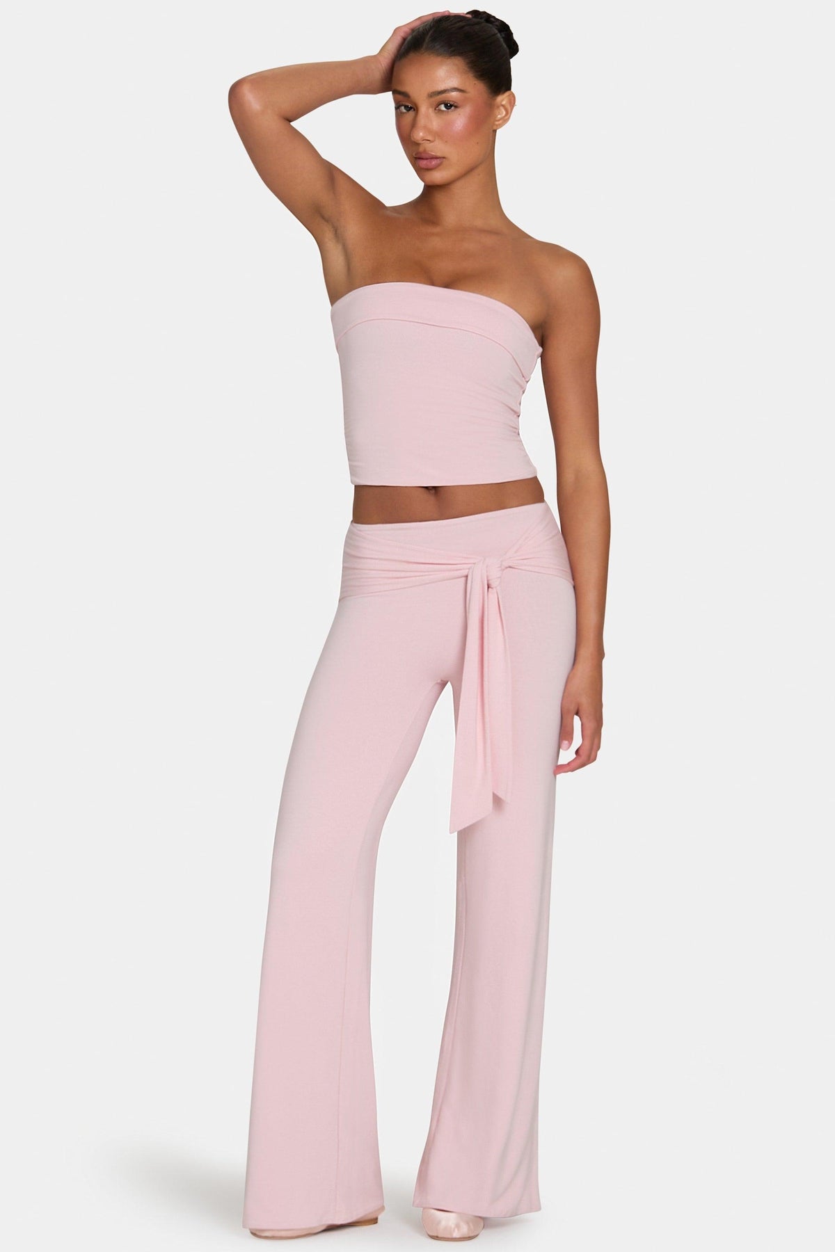 Buttercloud™ Tie-waist Wide-leg Trousers In Blush