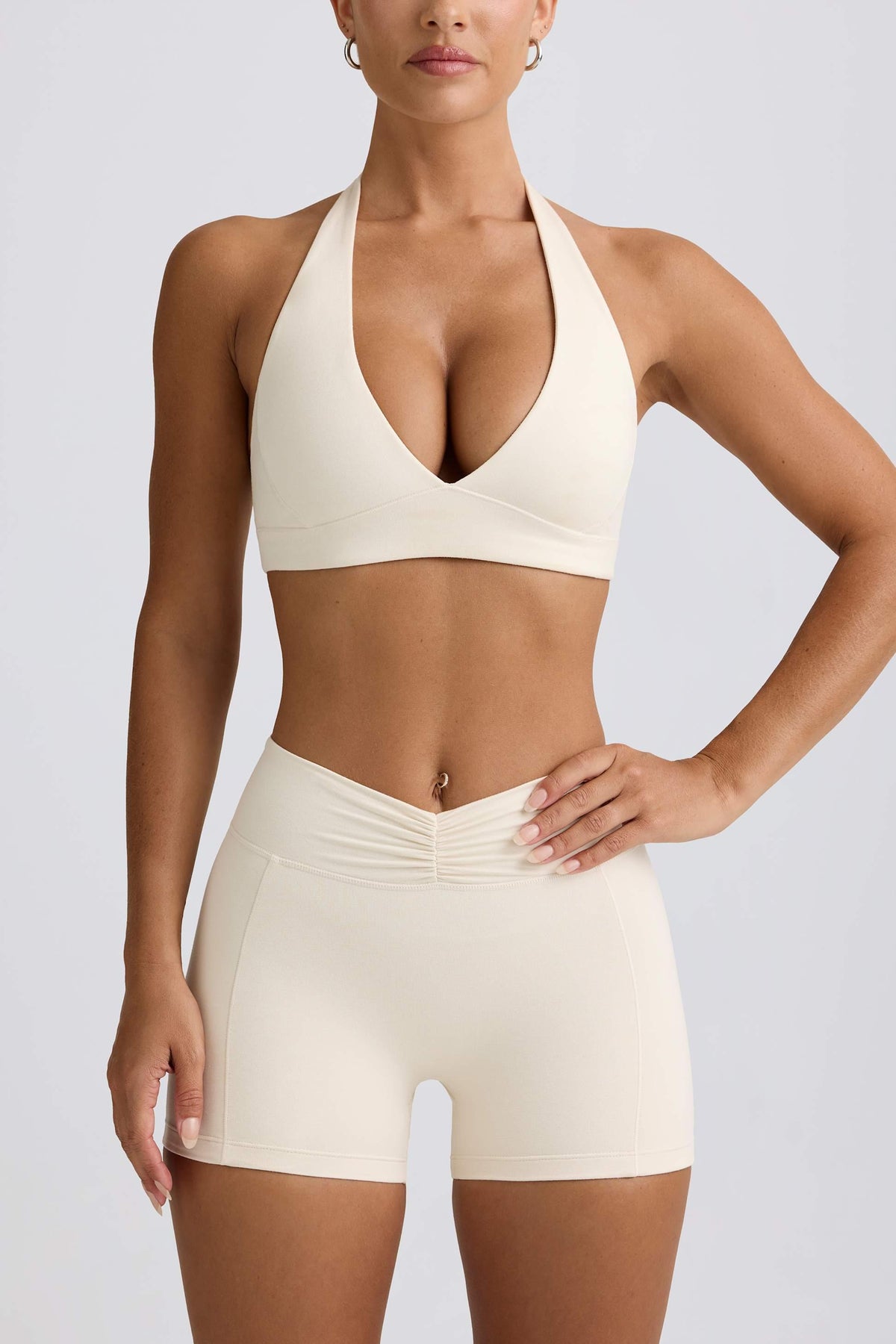 Ruched Mini Shorts In Vanilla