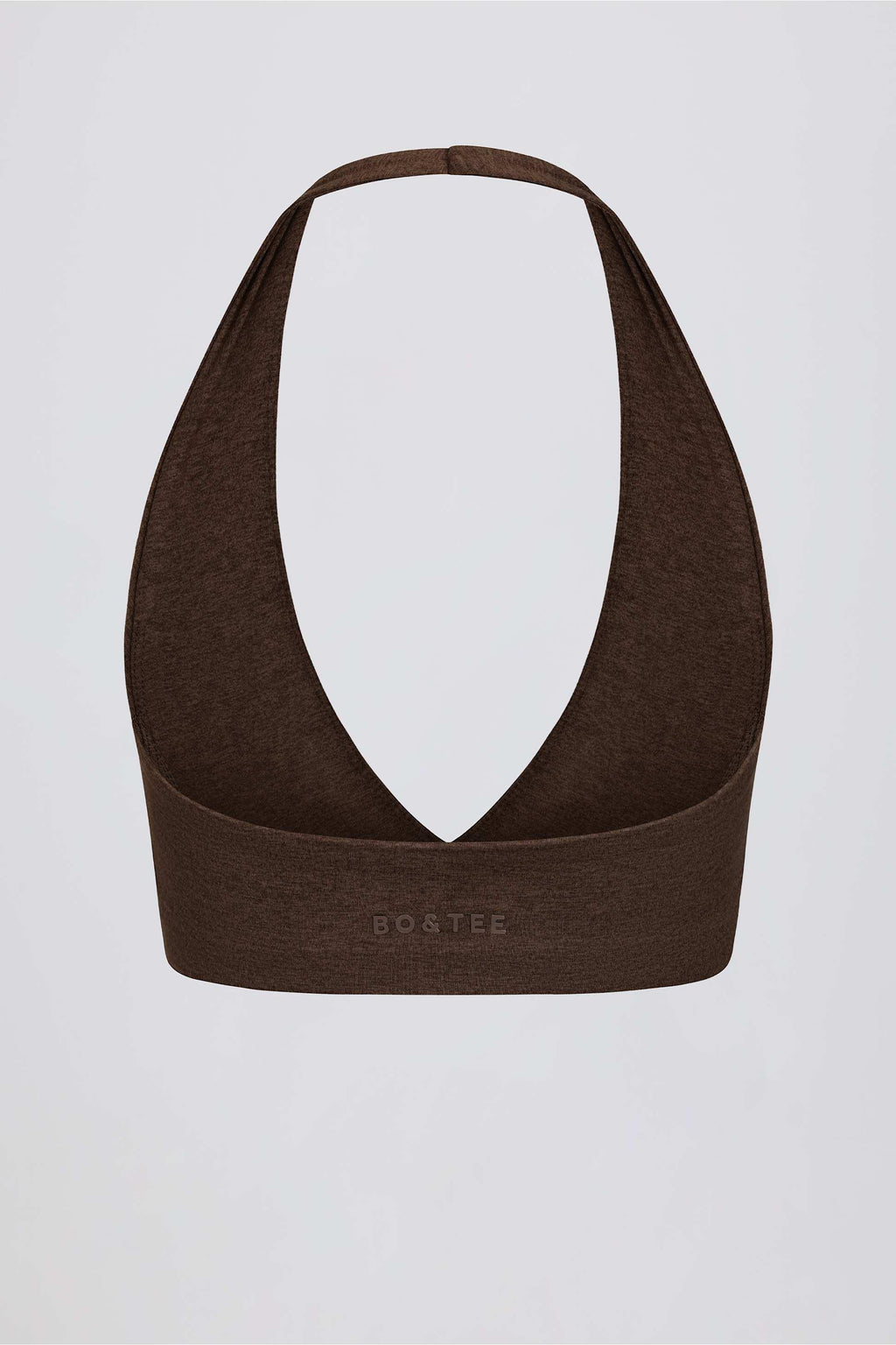 Brushed Jersey V-neck Sports Bra In Pecan Marl