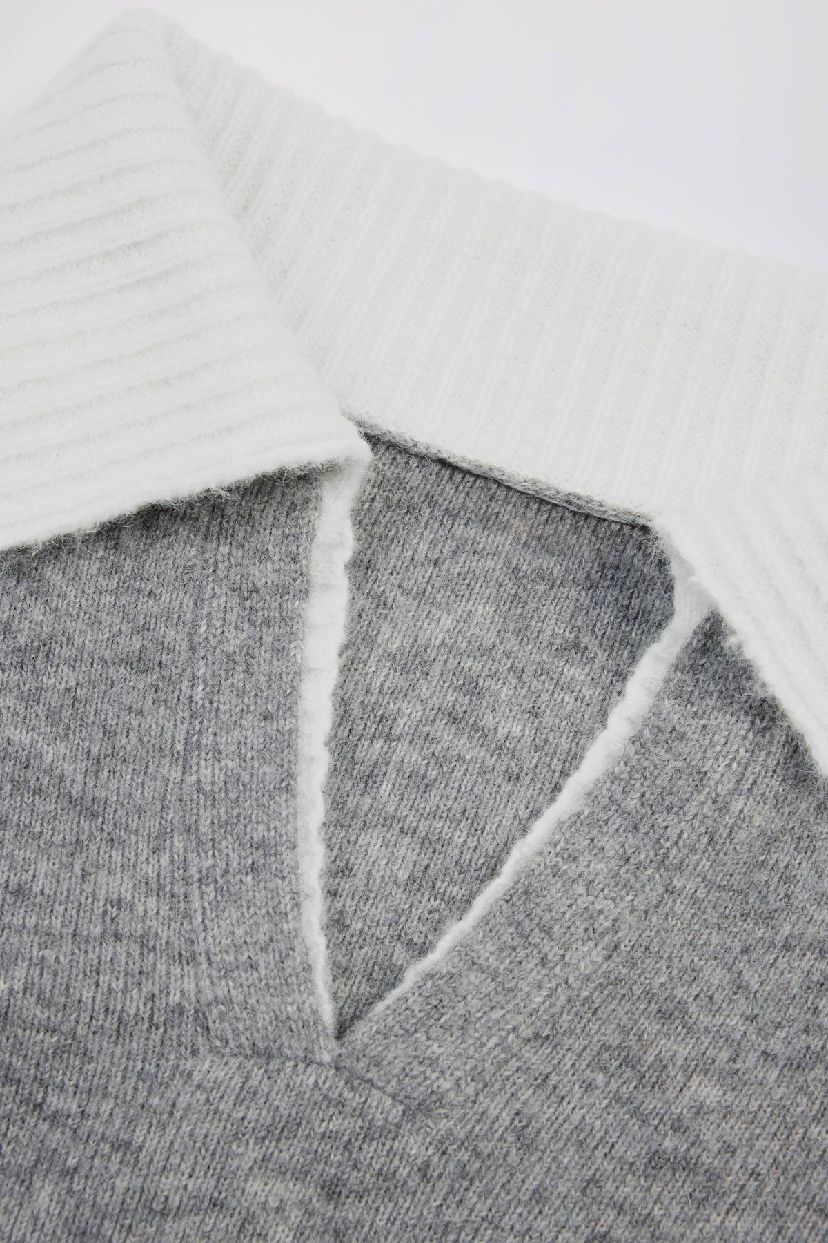 Soft Knit Layered Collar Cropped Jumper In Grey