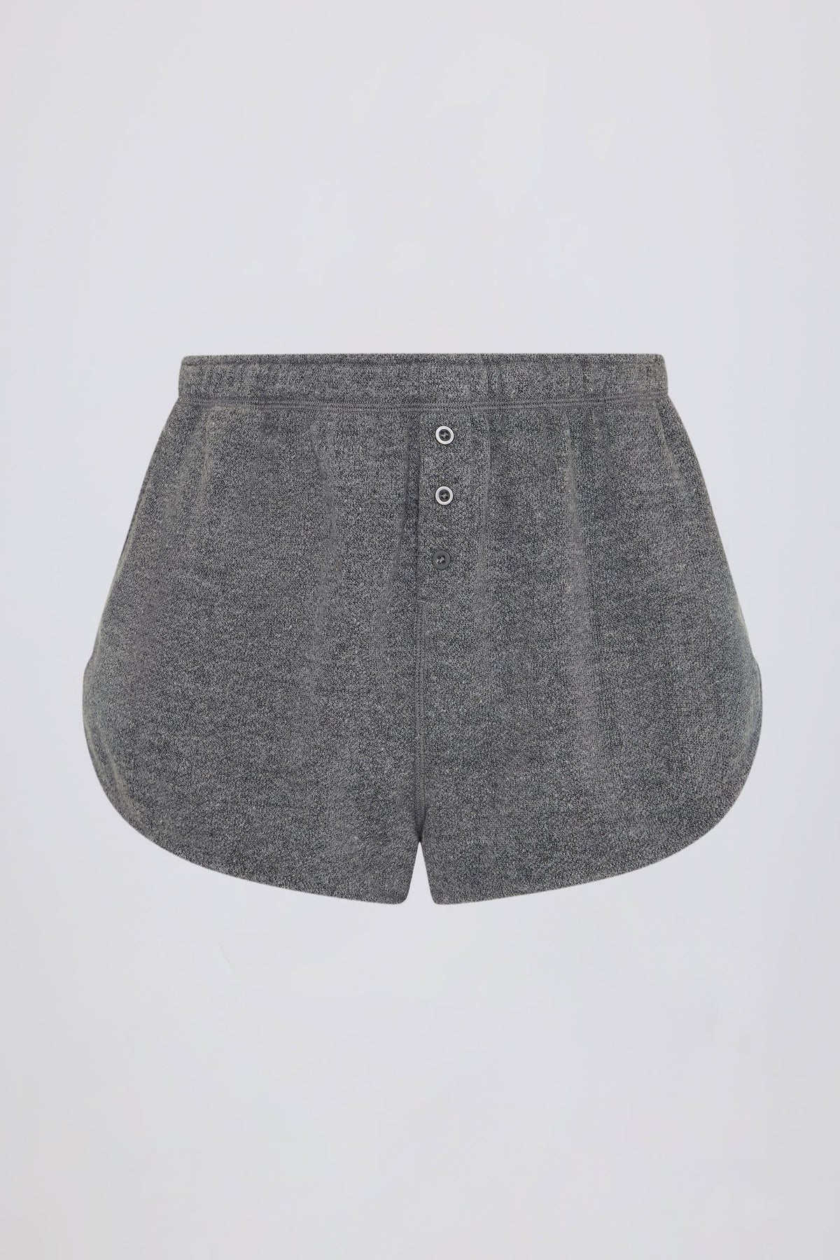 Button-detail Mid-rise Shorts In Dark Grey