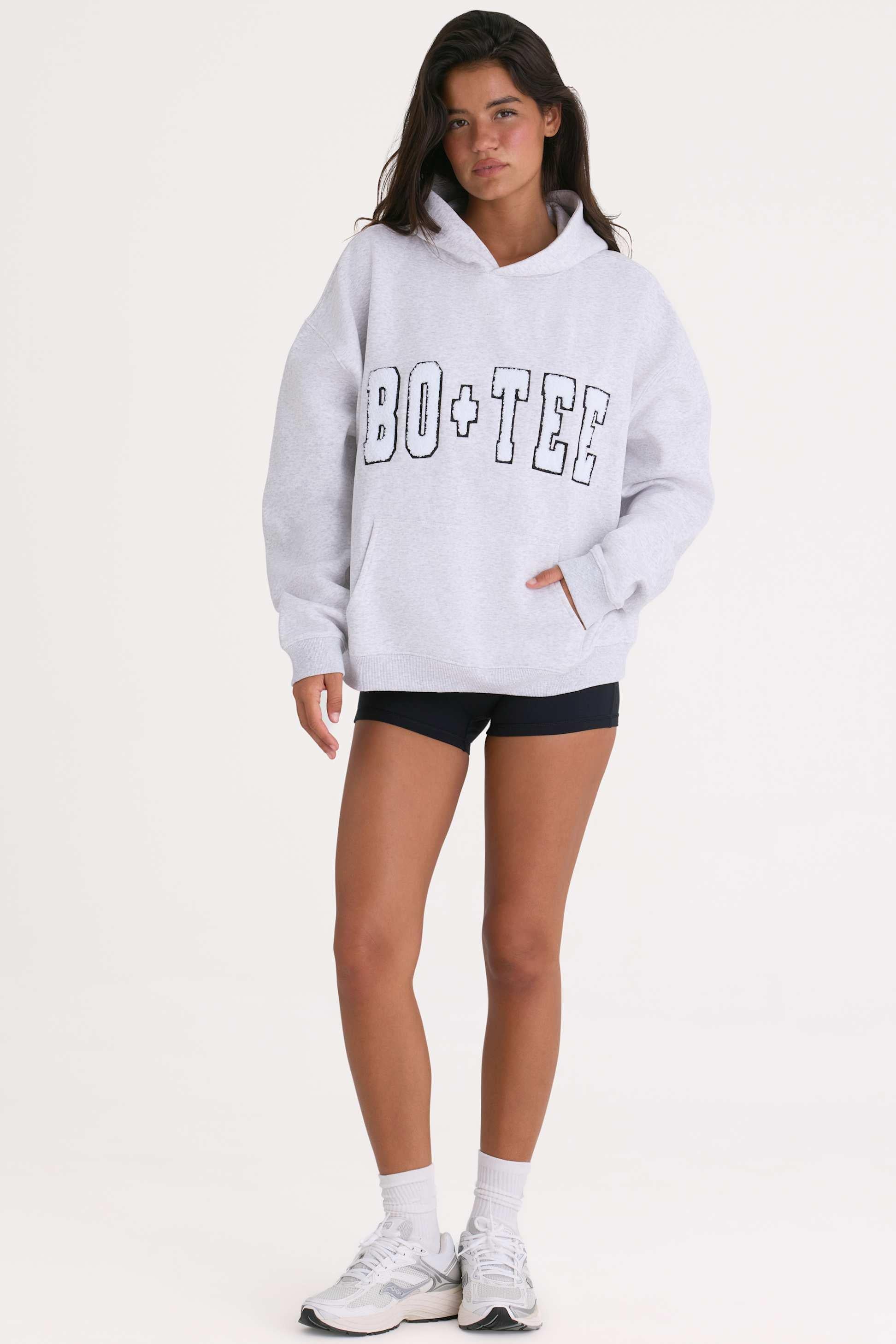 Soft Cotton Jersey Oversized Hoodie In Heather Grey