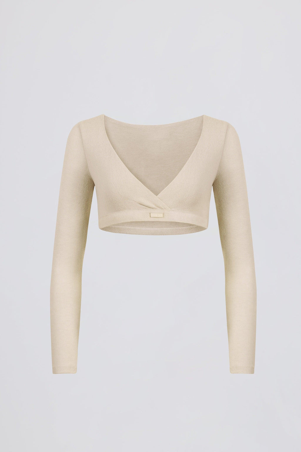 Brushed Jersey V-neck Crop Top In Ecru