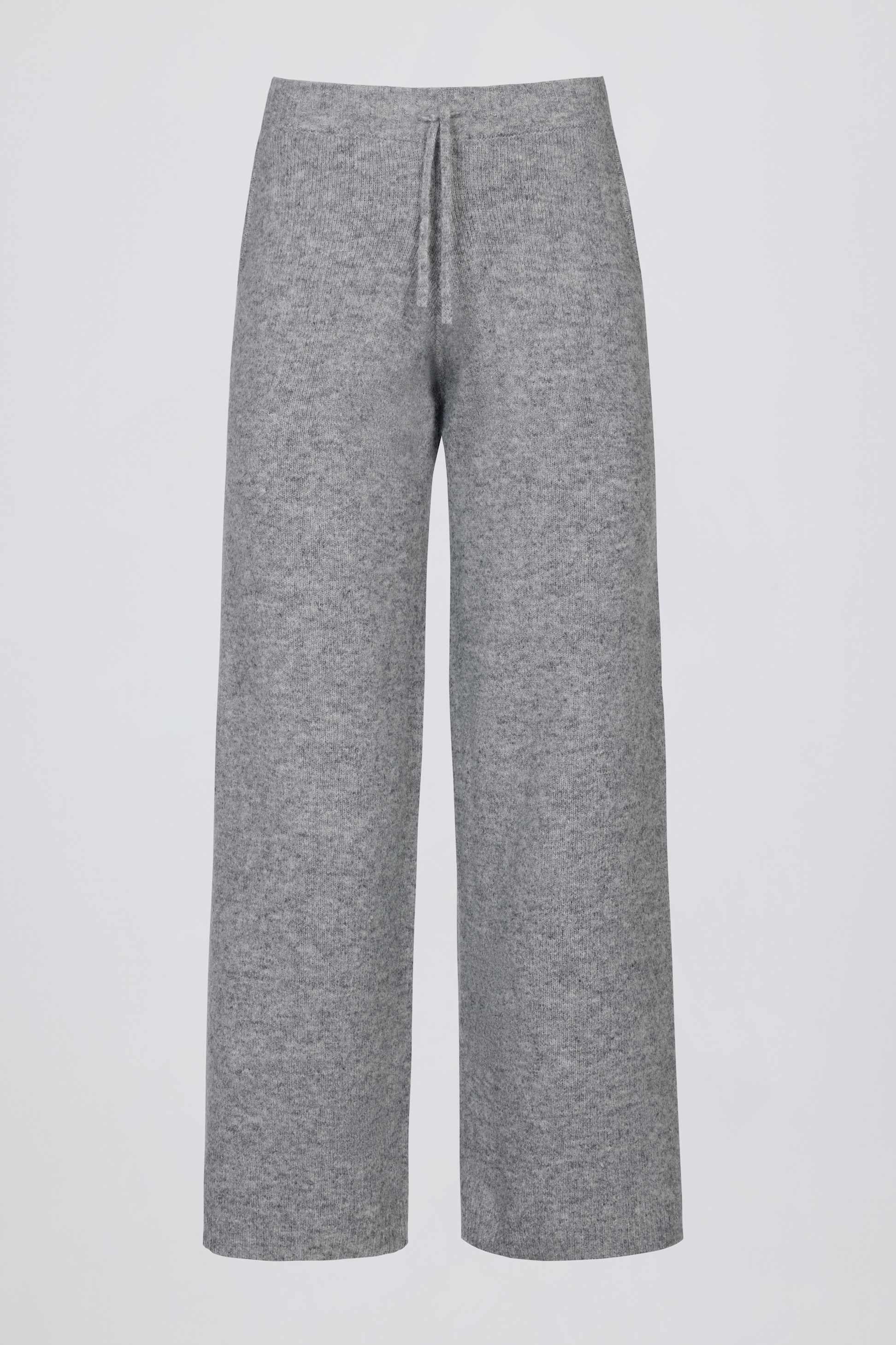 Knit Mid-rise Wide-leg Joggers In Grey