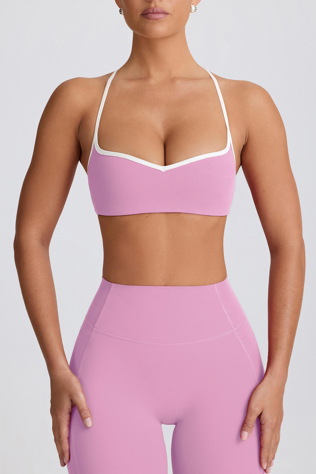 소프트 액티브 스윗하트 넥 스포츠 브라 (더스티 핑크)