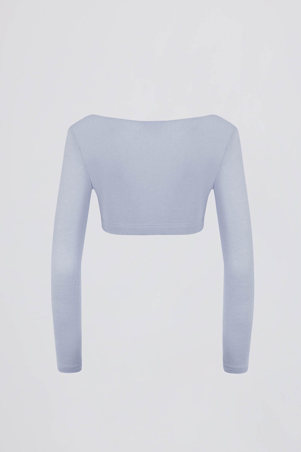 Brushed Jersey V-neck Crop Top In Soft Blue