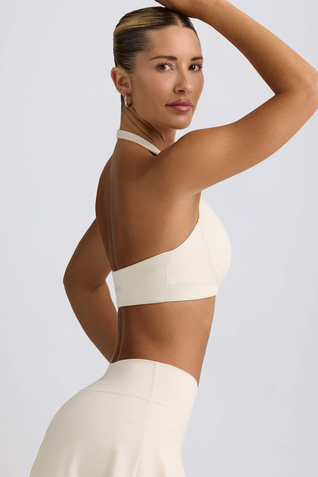 Brushed Jersey V-neck Sports Bra In Vanilla