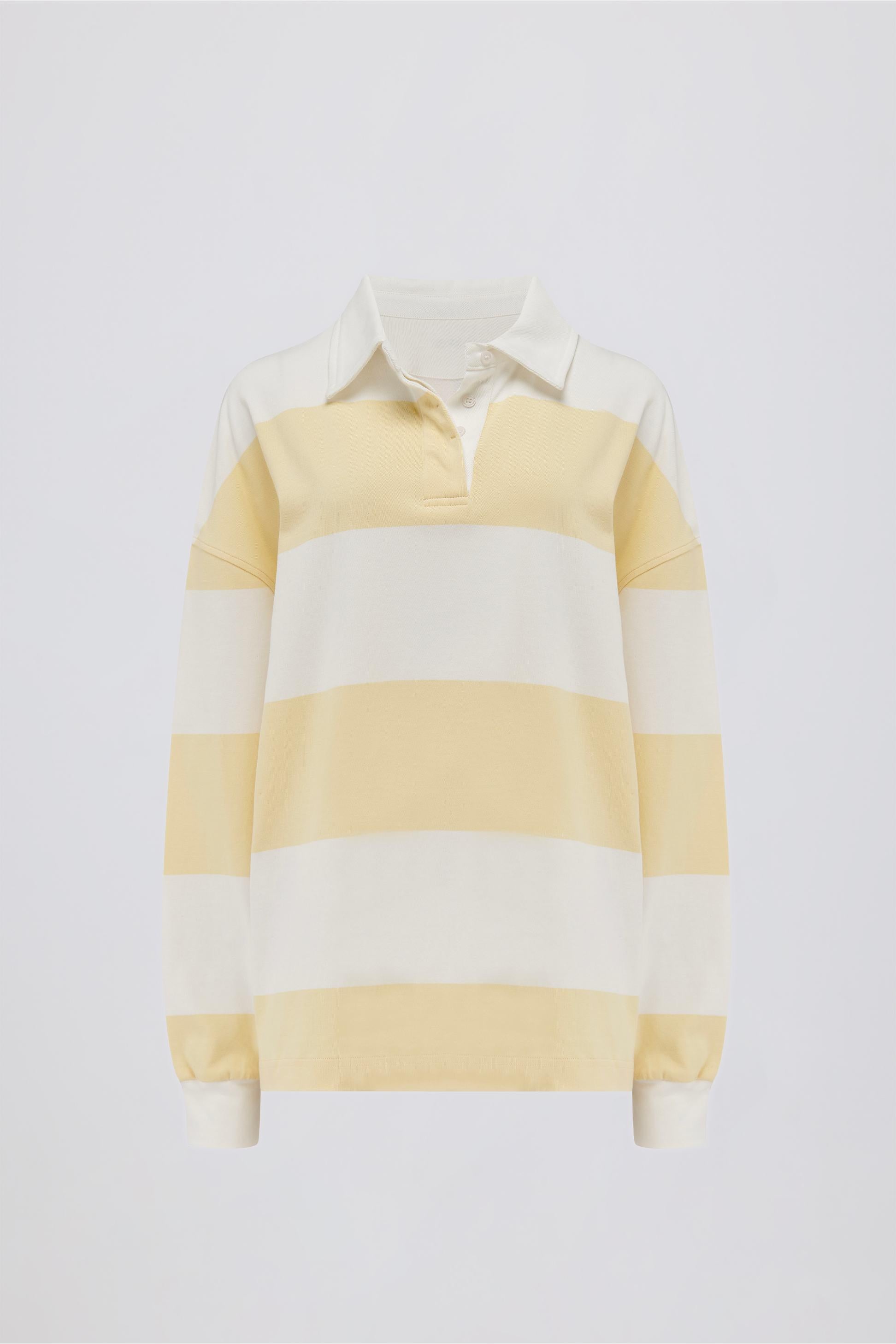 Striped Oversized Long-sleeve T-shirt In Lemon
