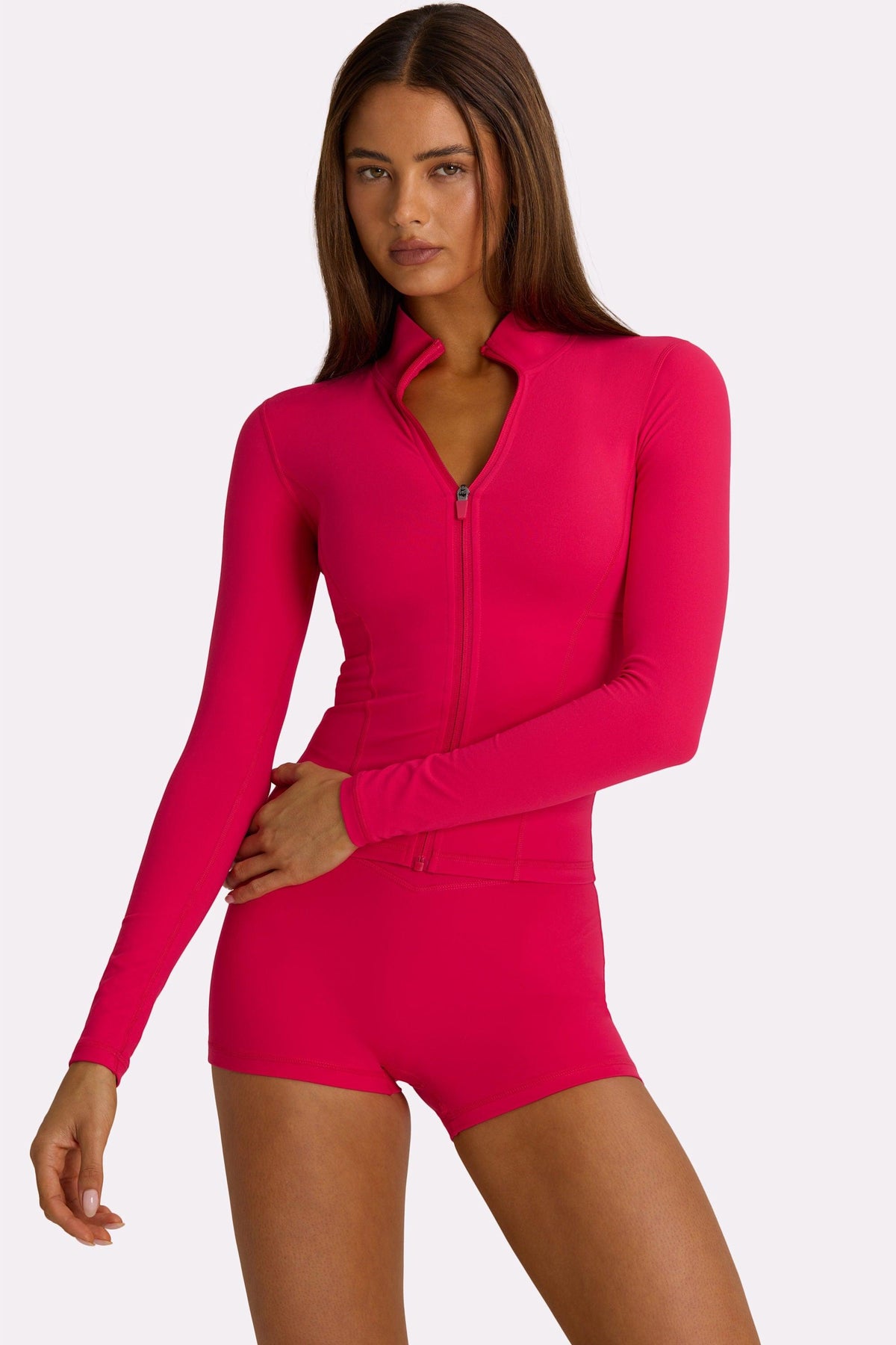 Soft Active Zip-up Jacket In Hot Pink